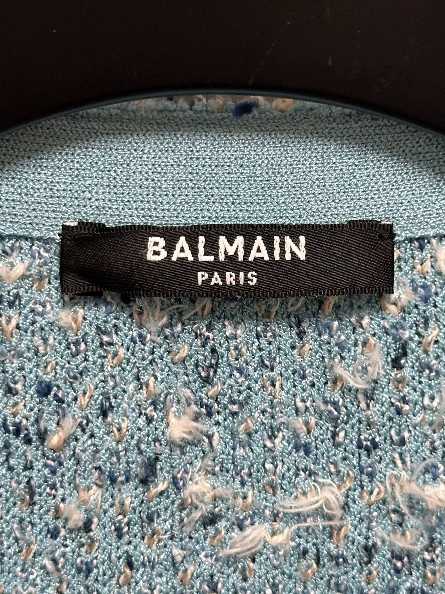 Balmain Balmain Blue White Fringe T Cardigan Size US S / EU 44-46 / 1 - 4 Thumbnail