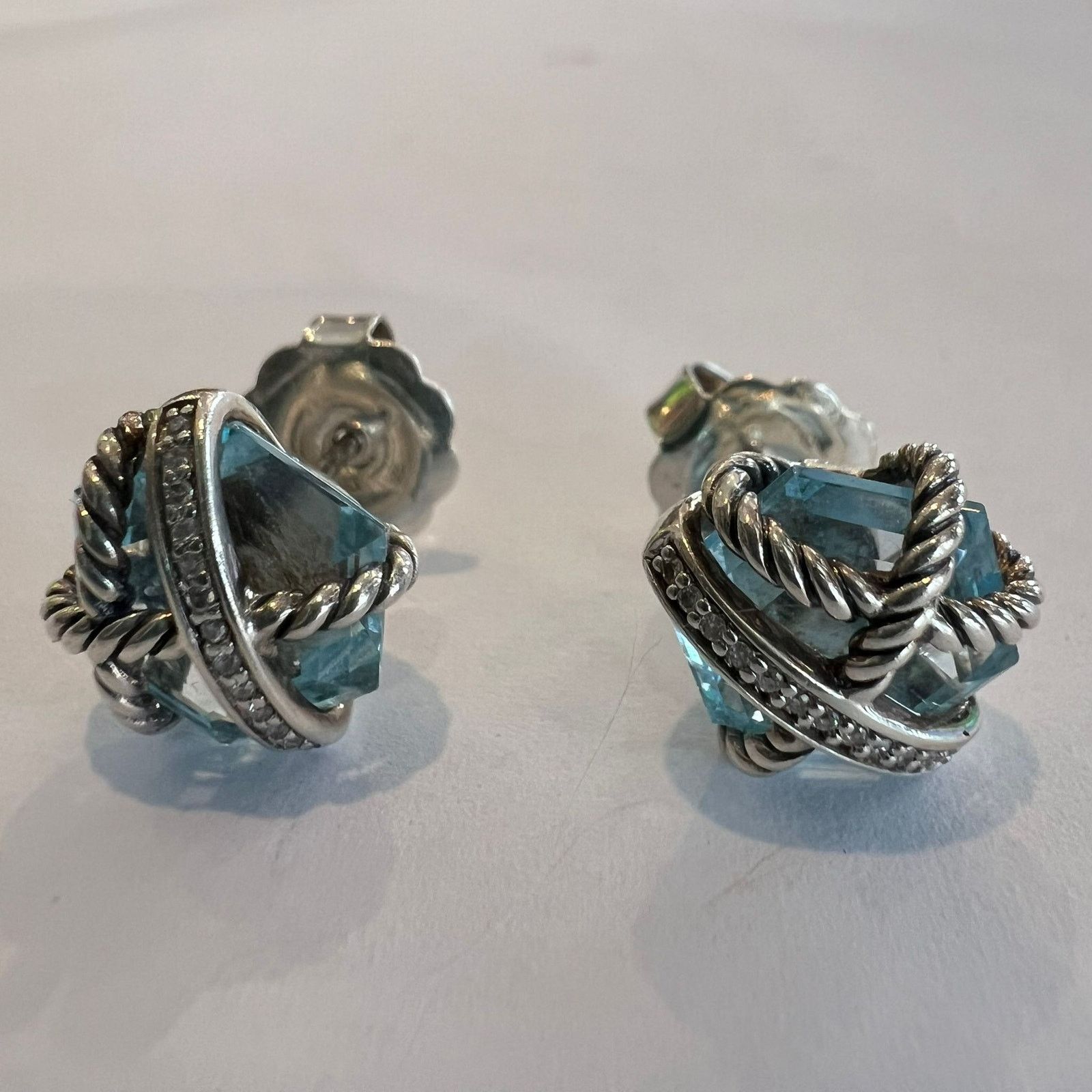 David Yurman David Yurman 10mm Topaz and Diamonds 925 earring Size ONE SIZE - 3 Thumbnail