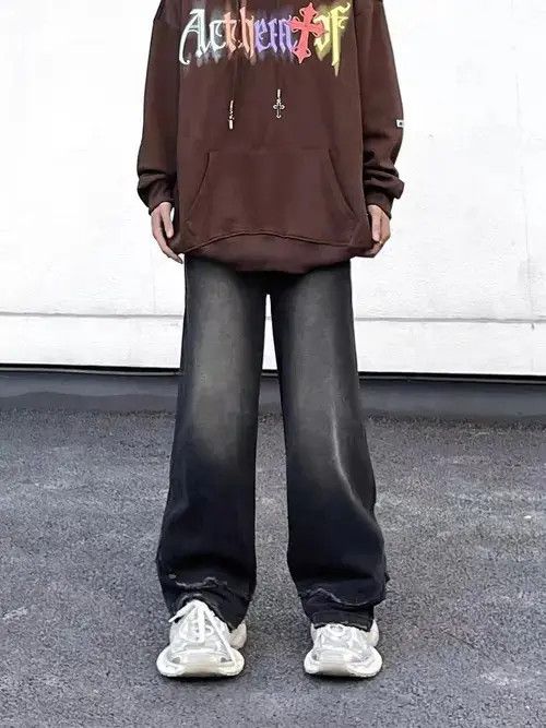 Japanese Brand × Jean Retro high street washed distressed vertical wide leg jeans Size US 32 / EU 48 - 3 Thumbnail