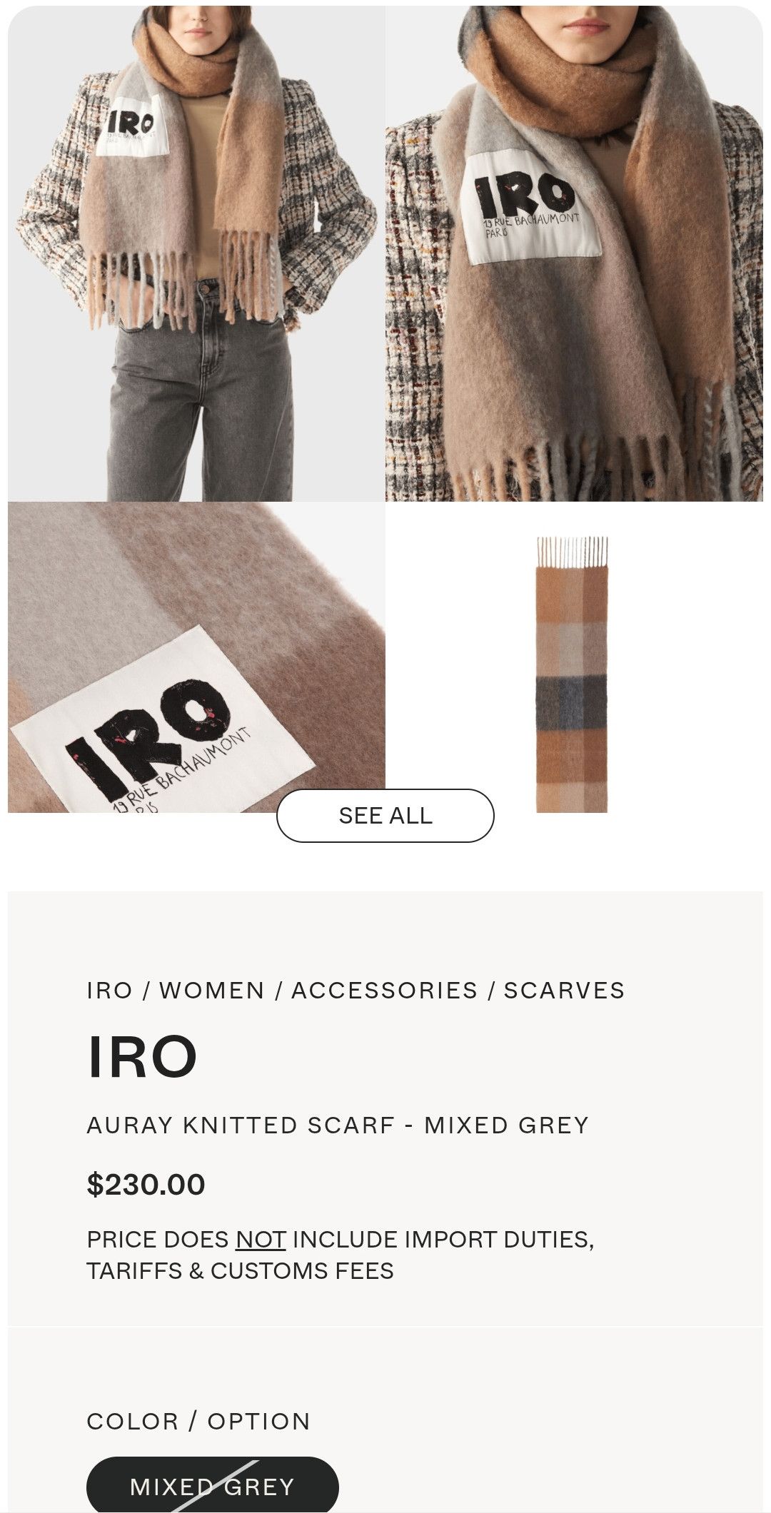 Iro IRO alpaca wool scarf Size ONE SIZE - 5 Thumbnail