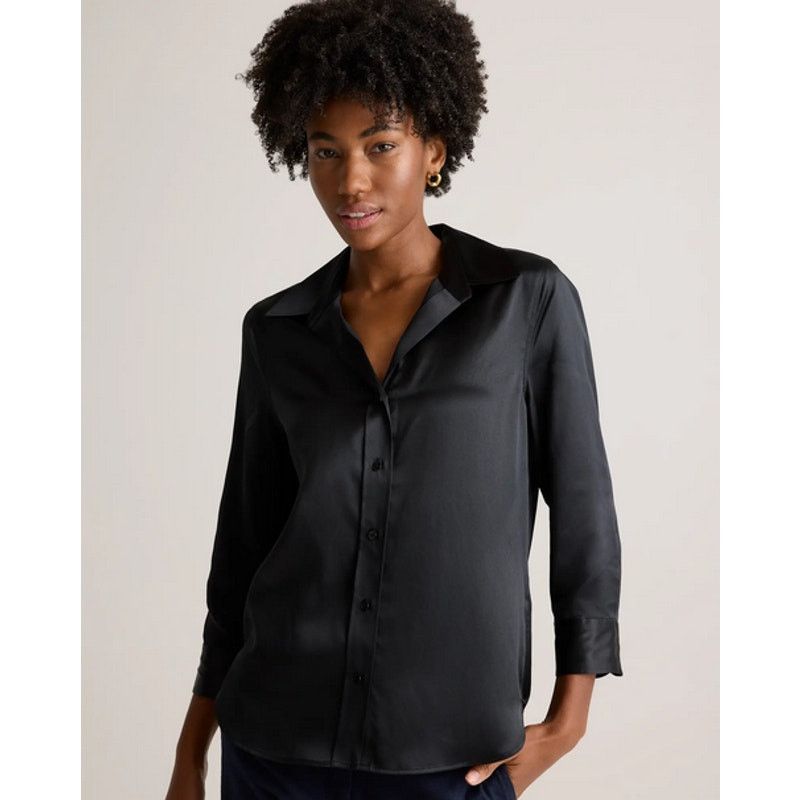 Quince Quince 100% Silk Three-Quarter Sleeve Shirt Medium NWT Size M / US 6-8 / IT 42-44 - 2 Thumbnail