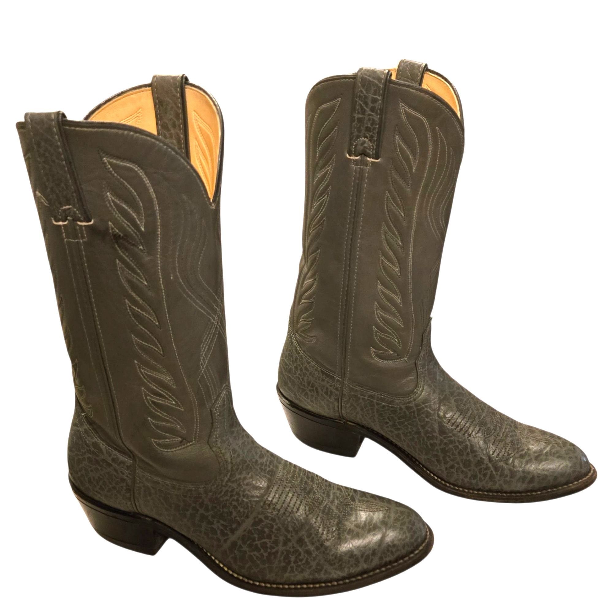 Other Gray Leather Cowboy Boots Vintage Mens 11 B Narrow Width Cou Size US 11 / EU 44 - 16 Thumbnail
