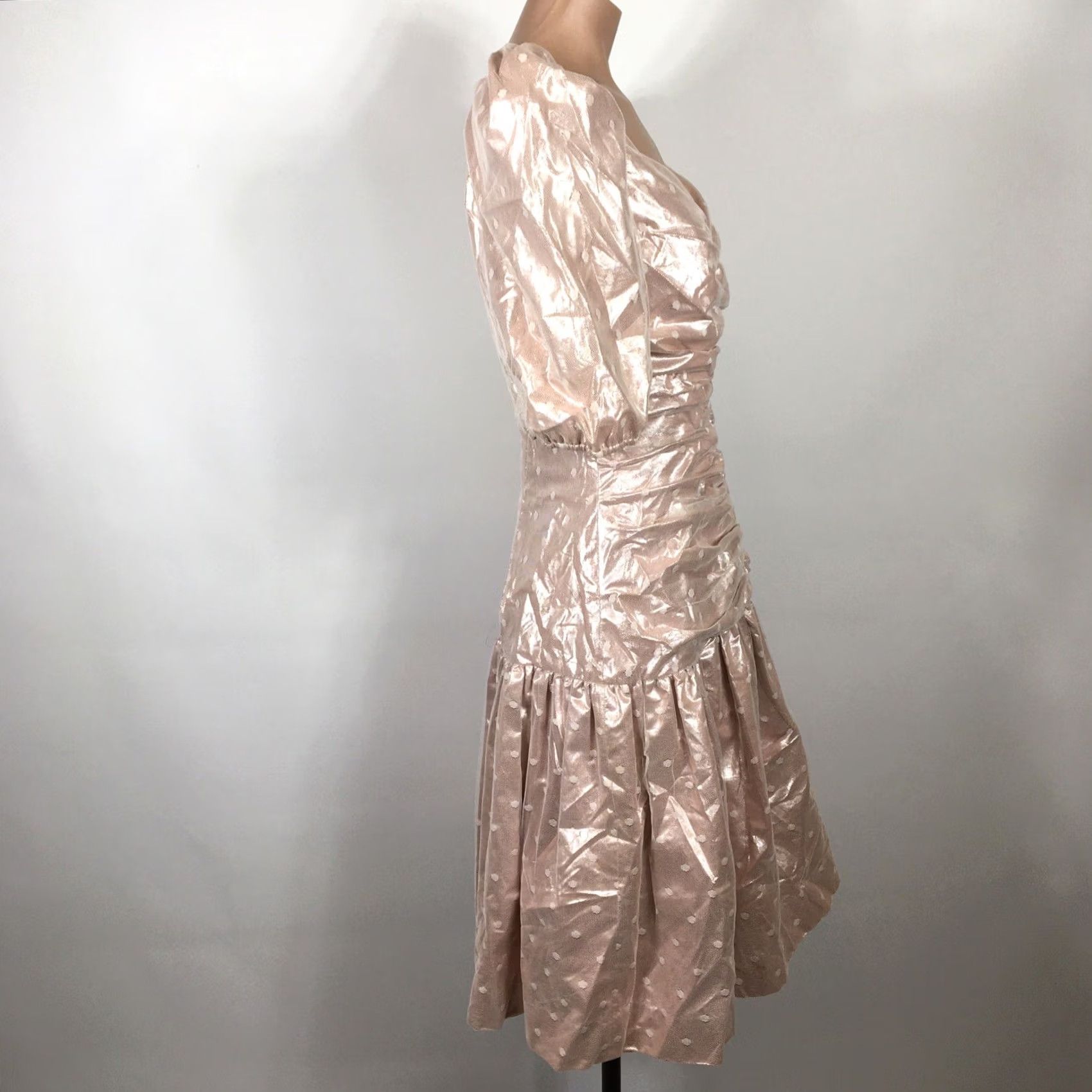 Halston VINTAGE Halston III 80s Pink Polka Dot Ruched Party Prom Dress 8 Size M / US 6-8 / IT 42-44 - 6 Thumbnail
