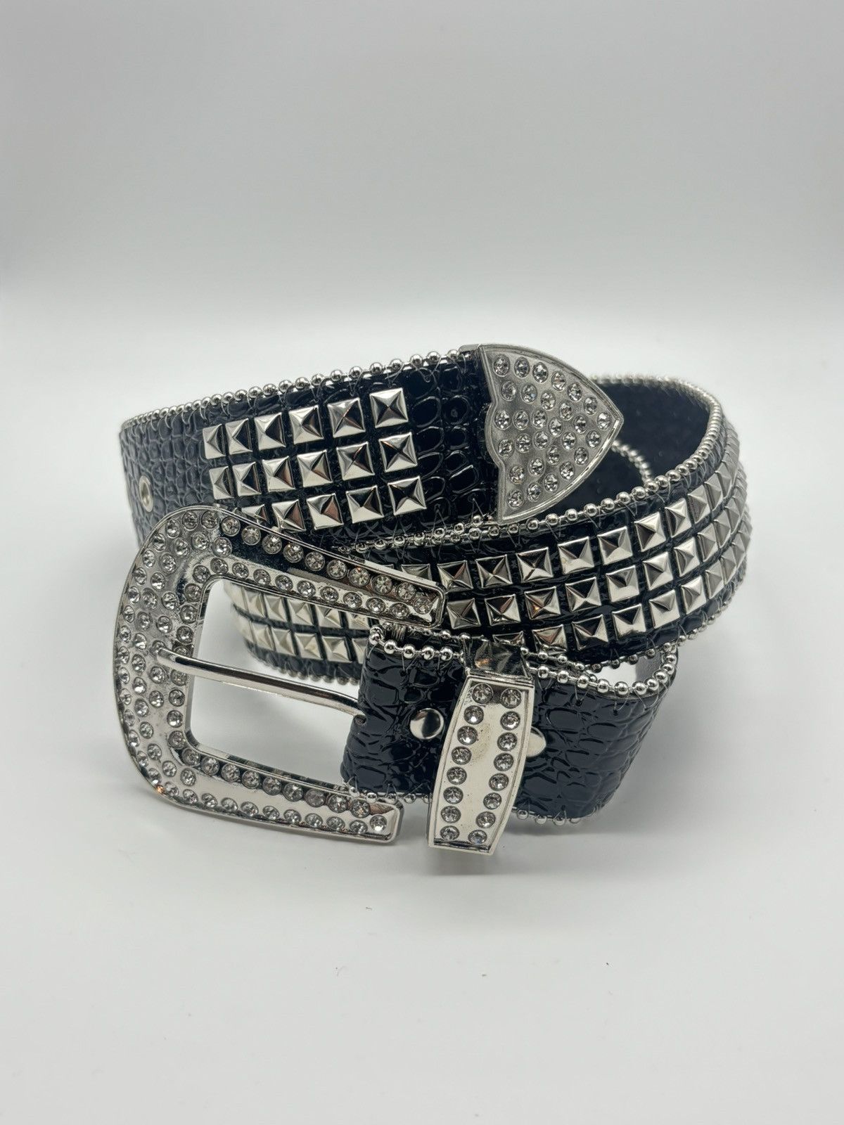 Japanese Brand × Vintage D2 - Rhinestone Studded Buckle Belt Size 30 - 3 Thumbnail