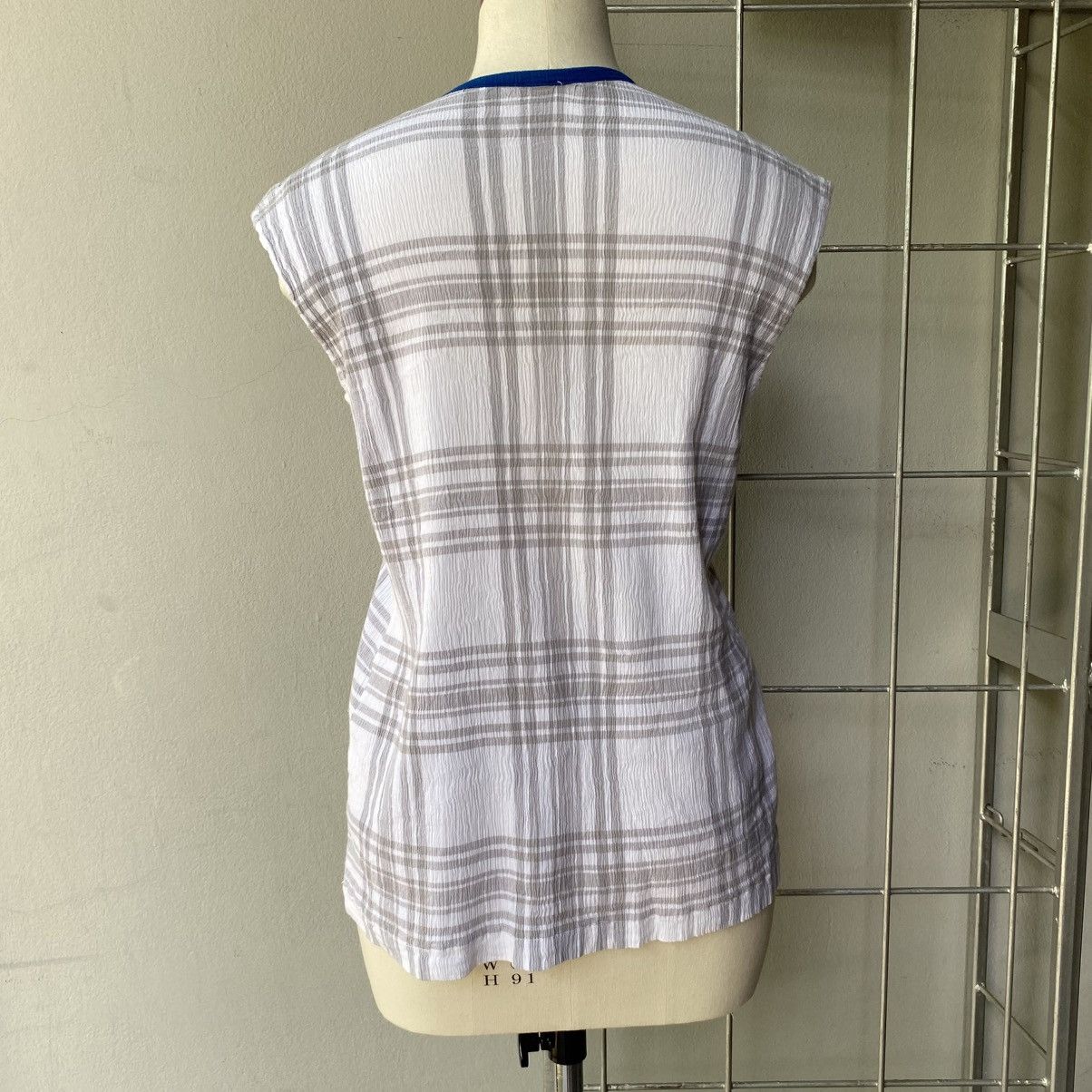 Tsumori Chisato Tsumori Chisato Blue Trim Bow Tie Sleeveless Blouse Size M / US 6-8 / IT 42-44 - 8 Thumbnail