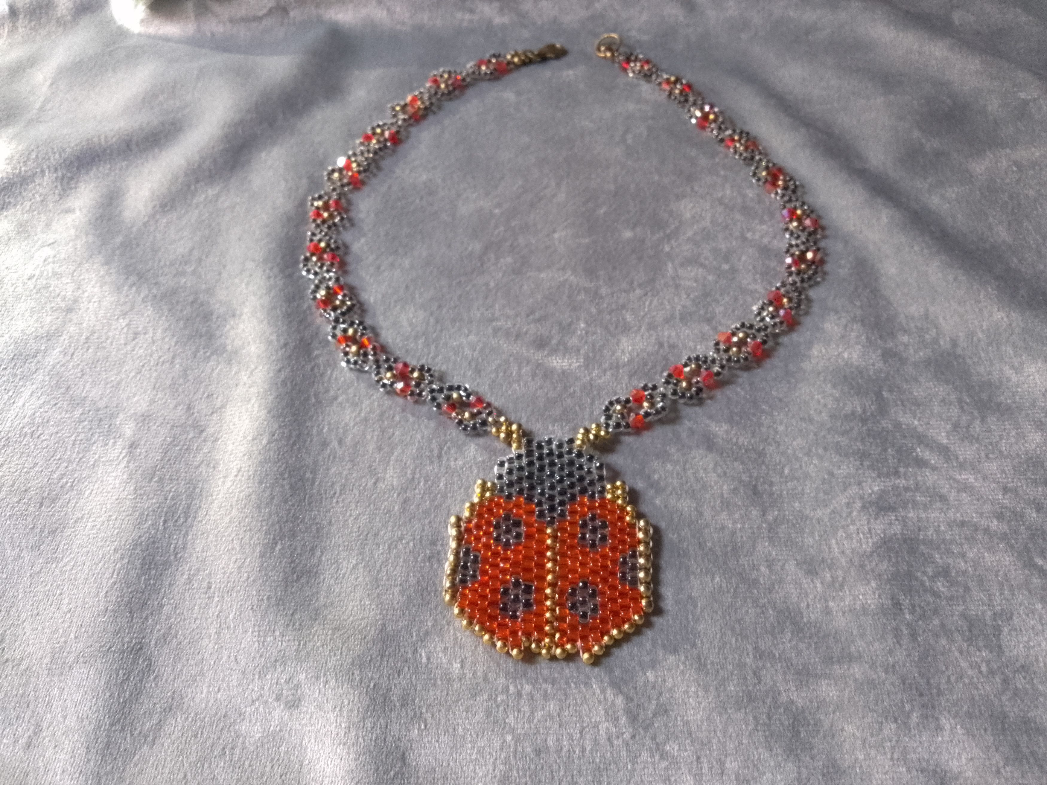 Handmade Necklace Beaded Pendant Ladybug Elegant Boho Unique Size ONE SIZE - 5 Thumbnail
