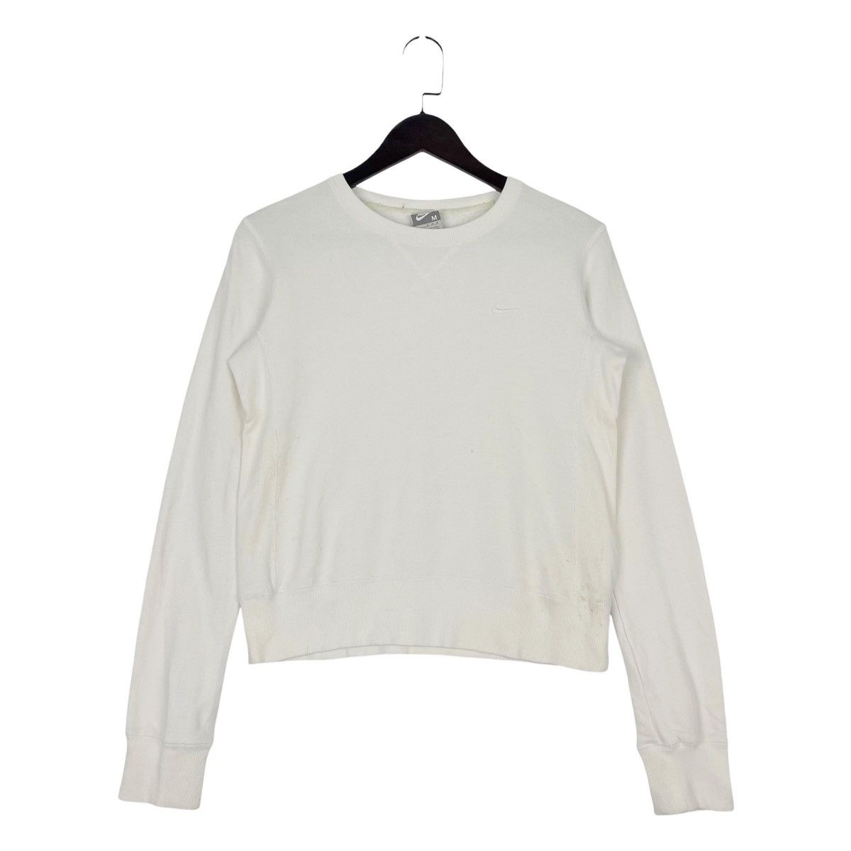 Nike × Vintage Vintage Nike Crewneck Sweatshirt White Pullover Jumper Size Size M / US 6-8 / IT 42-44 - 1 Thumbnail