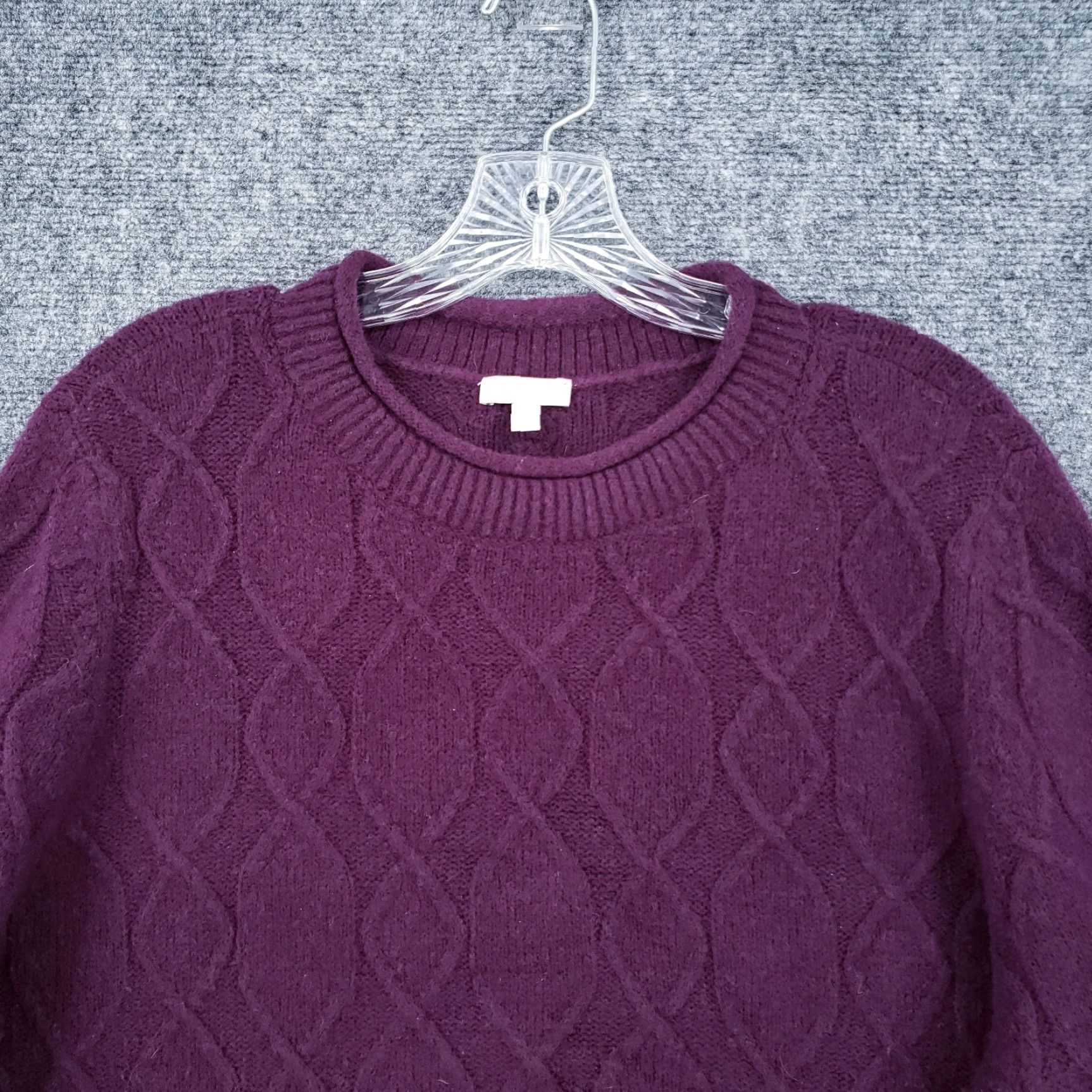 Talbots Talbots Sweater Womens XLP Purple Cable-Knit Wool Blend Crew Neck Pullover All Seasons Ladies Petite 70s? Size XL / US 12-14 / IT 48-50 - 3 Thumbnail