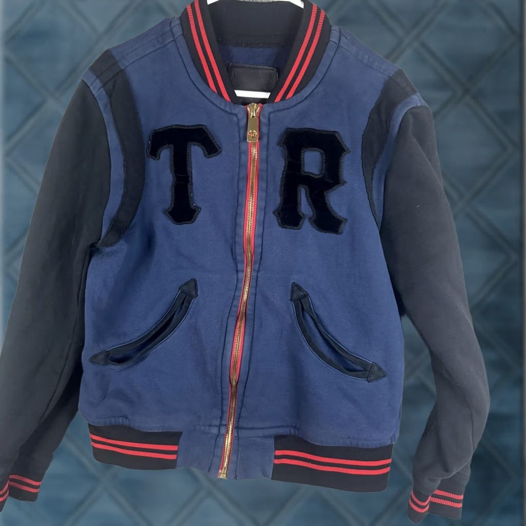 True Religion True Religion Jacket Mens S Blue Bomber Varsity Full Zip TR Striped Trim Size US S / EU 44-46 / 1 - 1 Thumbnail