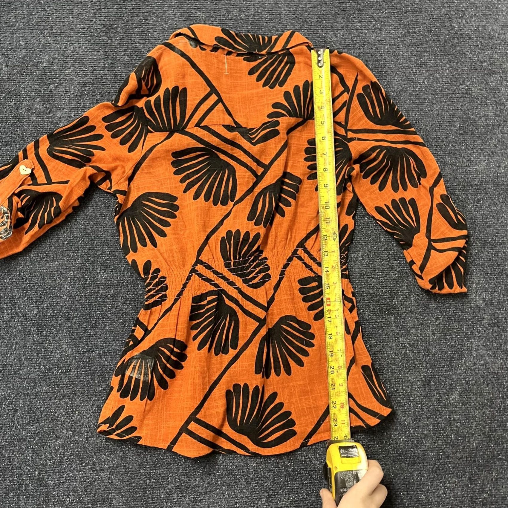 Parker Alex & Parker Shirt Womens Small Orange Black Floral Button Front Blouse Size S / US 4 / IT 40 - 4 Thumbnail