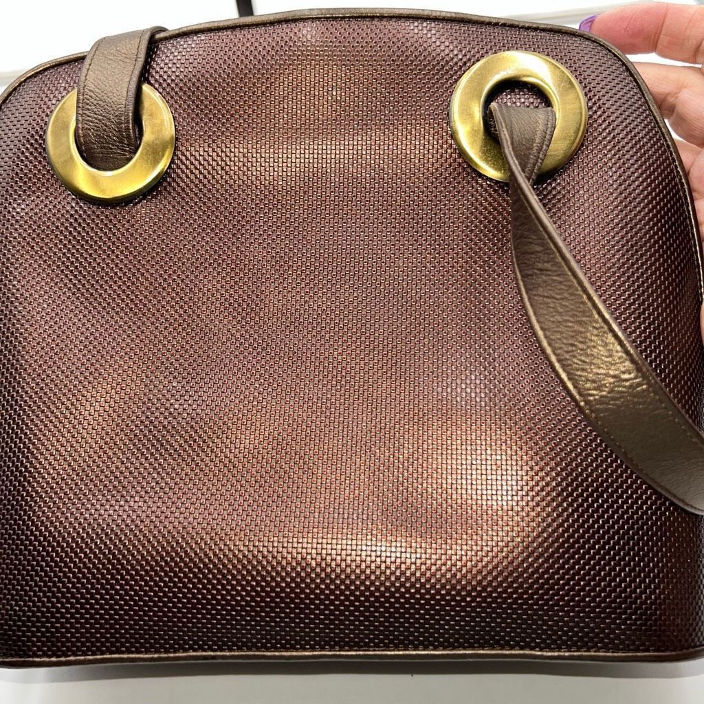 Stuart Weitzman Stuart Weitzman Made in Spain Vintage Pebbled Copper Leather with Lambskin Structured Bag Size ONE SIZE - 5 Thumbnail