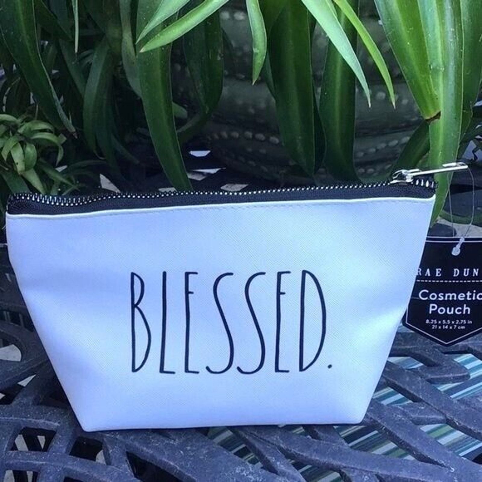 Other Rae Dunn BLESSED Inscribed Womens Cosmetics Pouch Bag White Size ONE SIZE - 1 Thumbnail