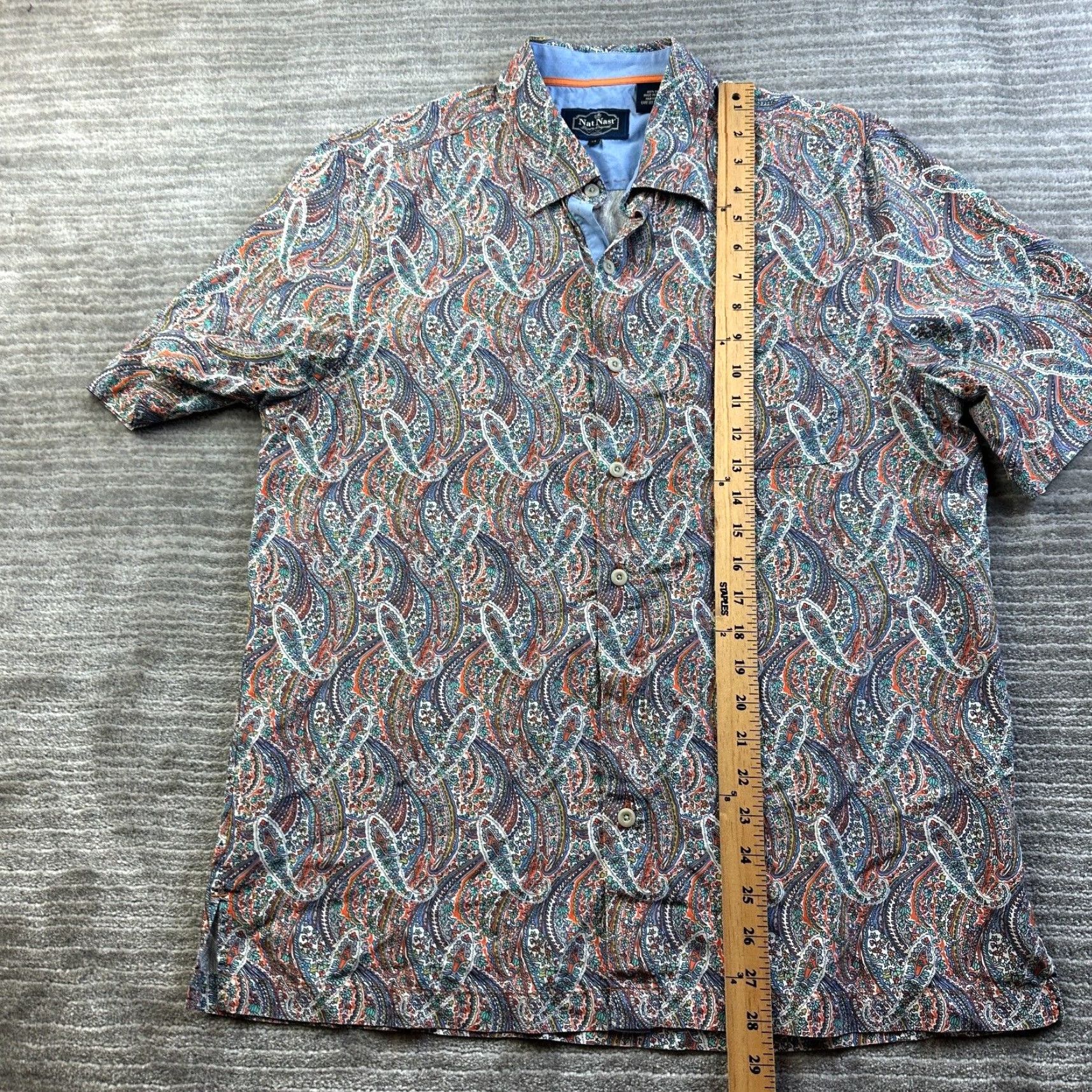 Nat Nast Nat Nast Shirt Mens M Multicolor Paisley Silk Button-Up Casual Formal Party/Cocktail Short Sleeve N/A Size US M / EU 48-50 / 2 - 8 Thumbnail