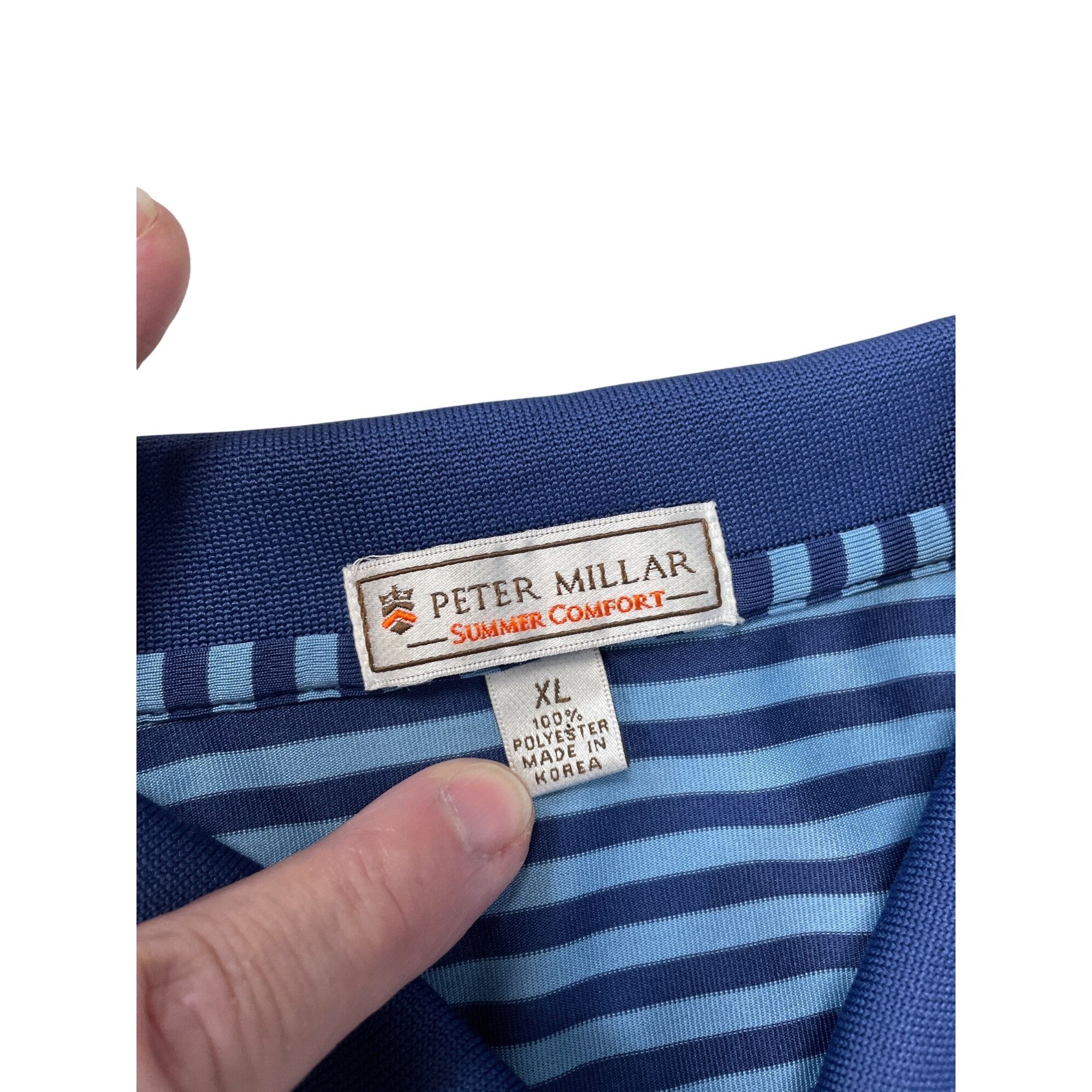 Peter Millar Peter Millar Summer Comfort mens blue striped polo shirt sz Size US XL / EU 56 / 4 - 4 Thumbnail