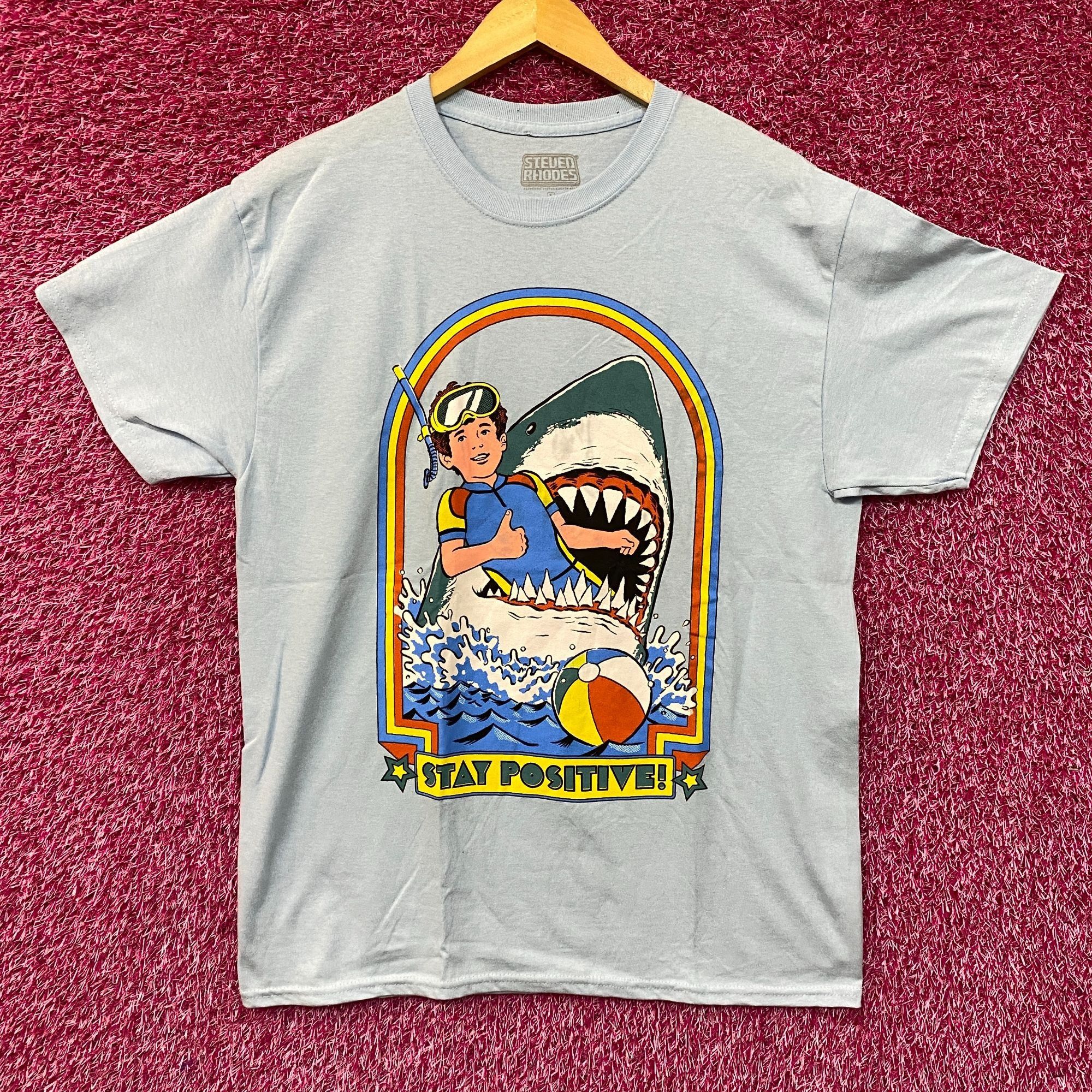Other Steven Rhodes Stay Positive Shark Attack Cartoon T-Shirt L Size US L / EU 52-54 / 3 - 1 Thumbnail