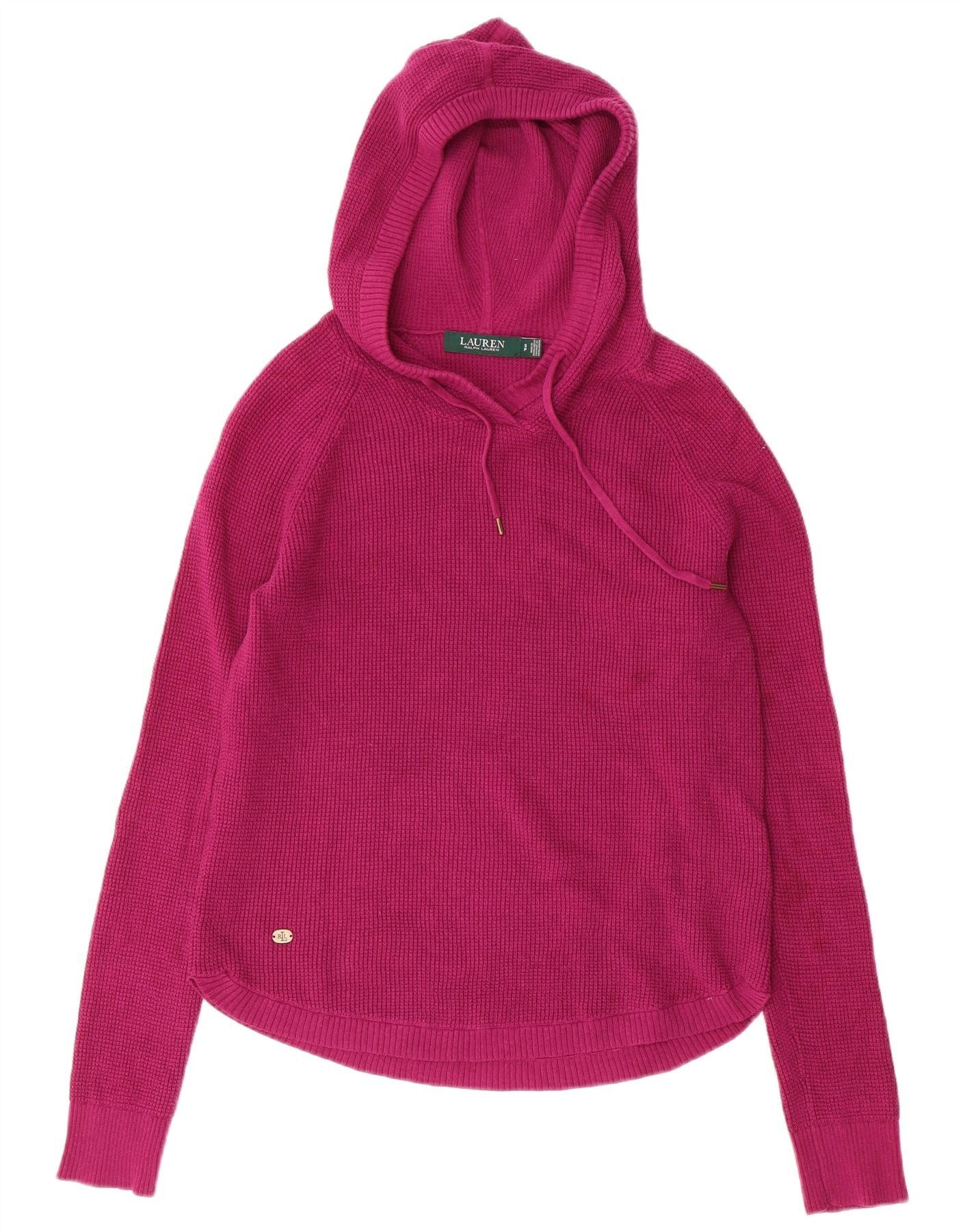 Ralph Lauren Womens Hooded Jumper Sweater UK 10 Small Pink Cotton Size S / US 4 / IT 40 - 1 Thumbnail