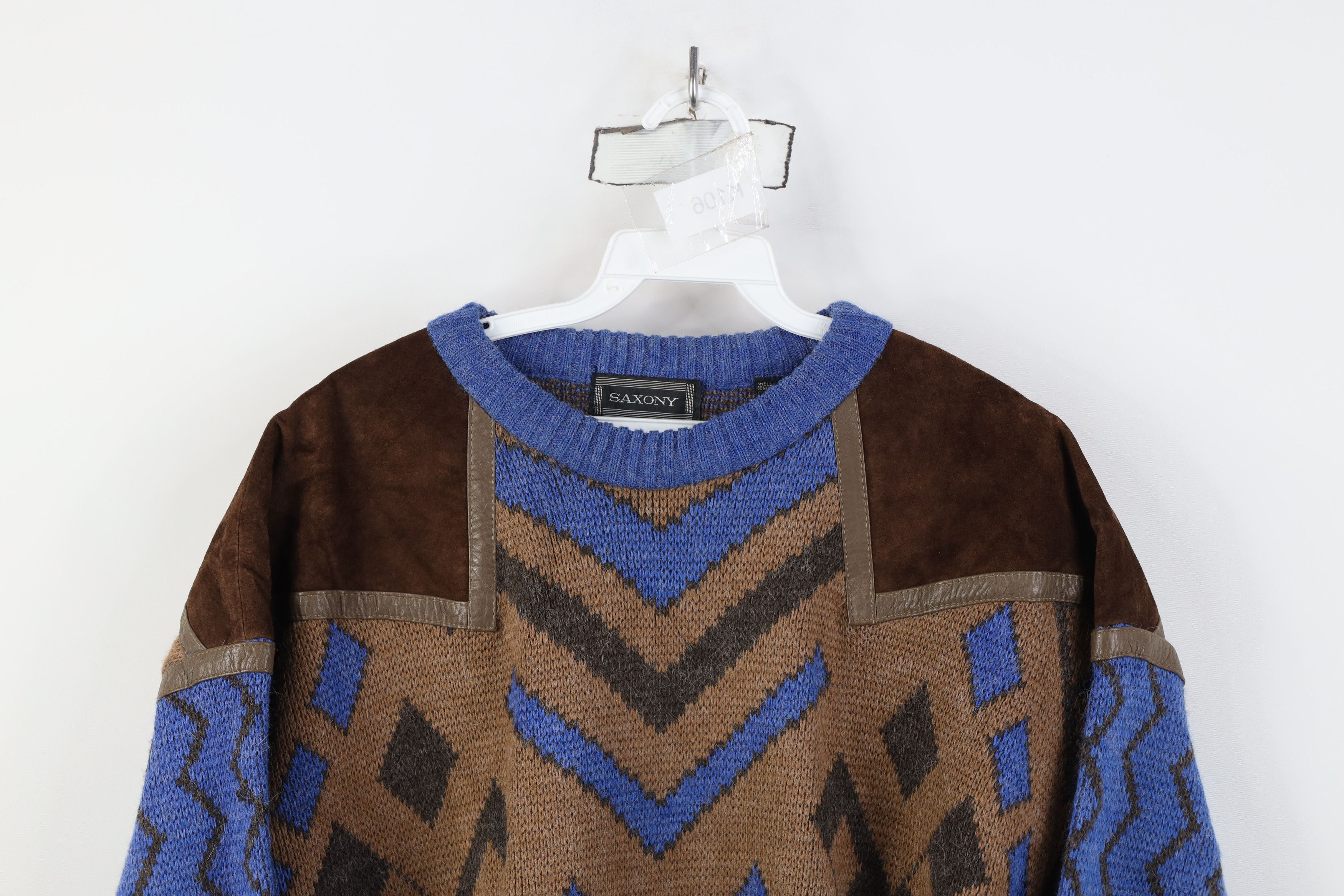 Vintage Vintage 90s Streetwear Elbow Patch Wool Blend Knit Sweater Size US L / EU 52-54 / 3 - 2 Thumbnail