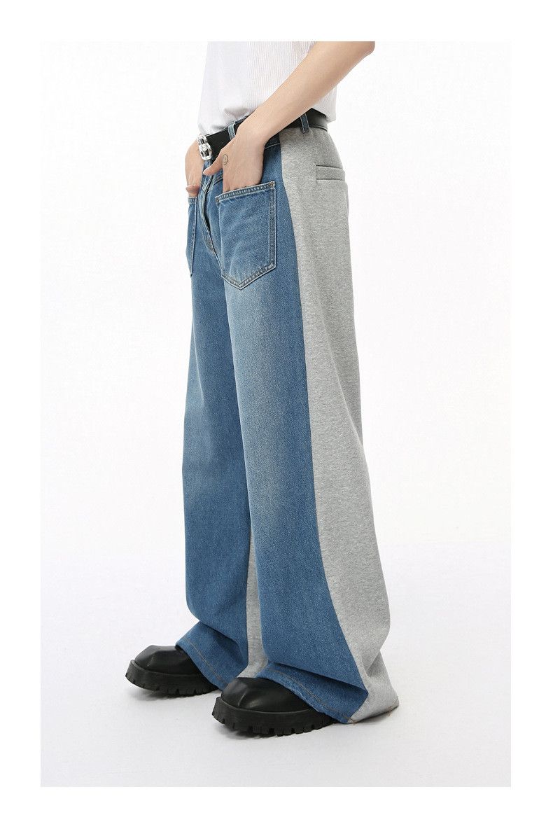 Japanese Brand × Jean Blue Washed Colorblock Wide Leg Loose Jeans Size US 32 / EU 48 - 3 Thumbnail