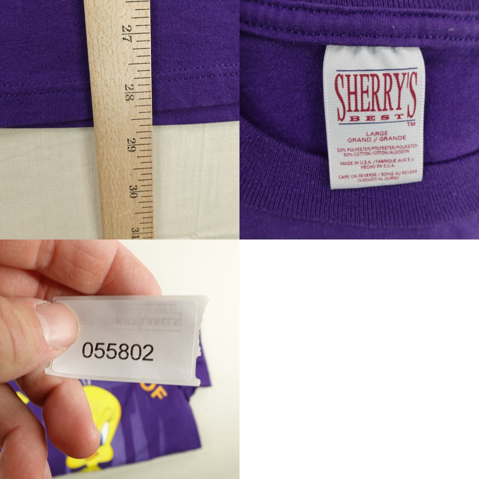 Vintage Vintage Tweety Bird Shirt Large Purple Sherrys Best Puddy Tat Looney Tunes 90s Size US L / EU 52-54 / 3 - 8 Thumbnail