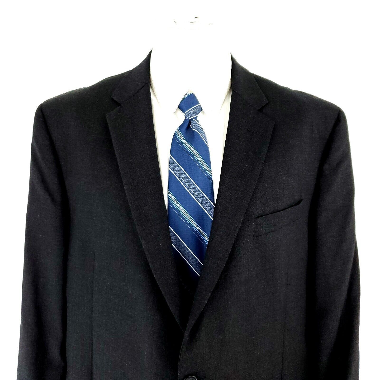 Joseph & Feiss DAMAGED Joseph Feiss Wool 2 Button Suit Jacket 46R Gray Port Size 46R - 1 Thumbnail