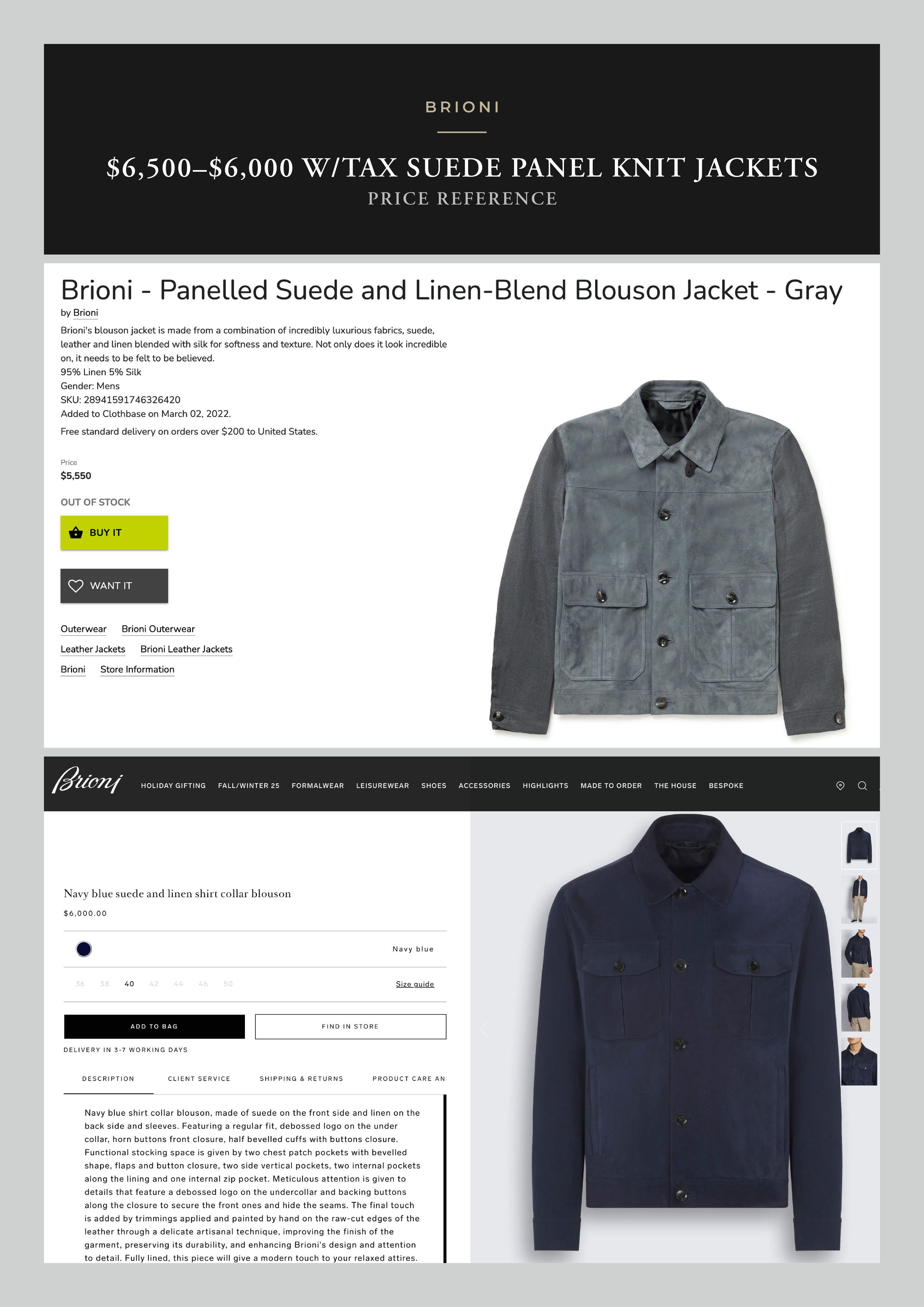 Brioni Best Dressed Rare $6K w/tax Suede / White Cashmere Knit Size US L / EU 52-54 / 3 - 4 Thumbnail