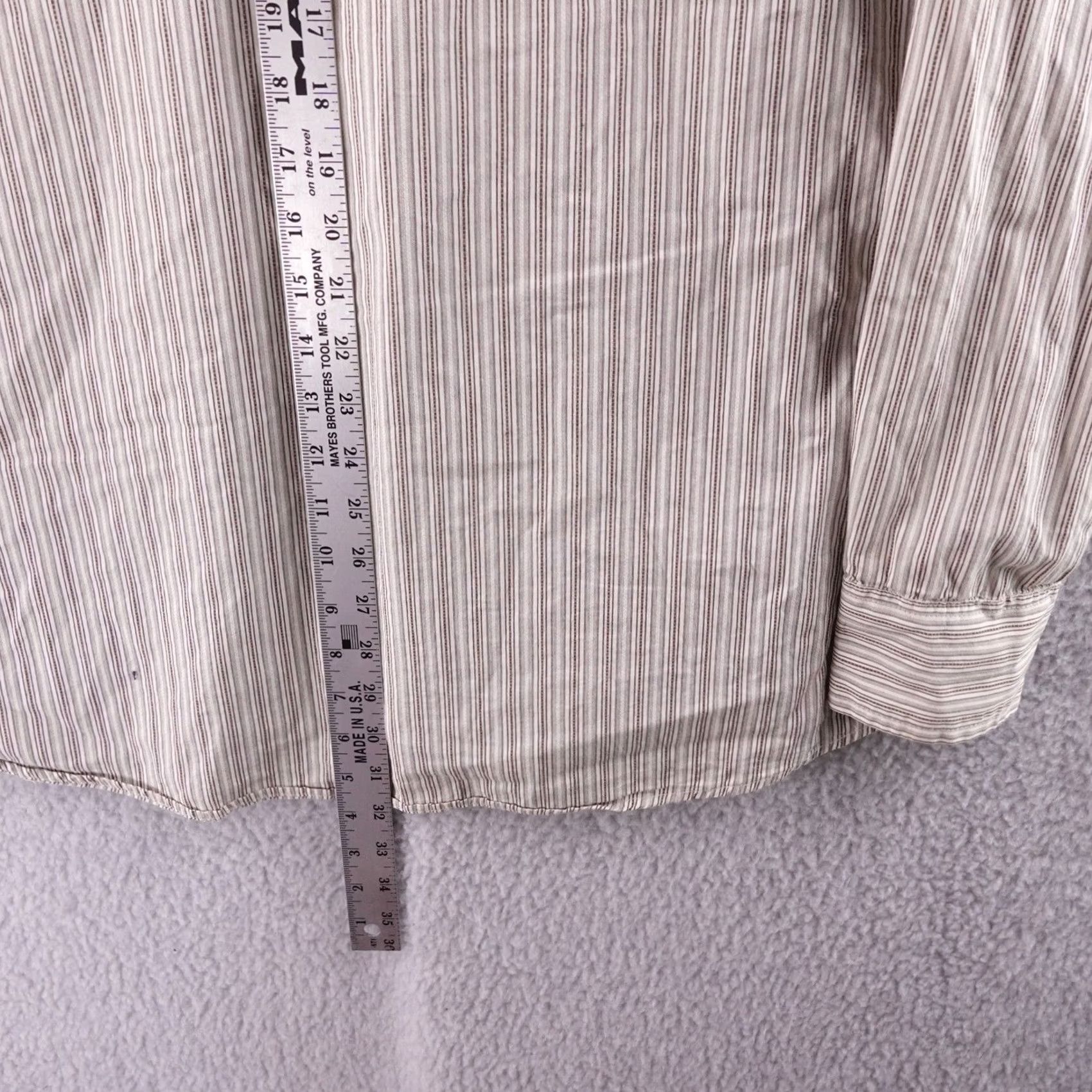 Ecko Unltd. VINTAGE ECKO UNLTD Mens XLARGE Striped Button-Down Shirt Long Sleeve Casual Workwear Beige Tan White Collared Pockets Mens Size US XL / EU 56 / 4 - 5 Thumbnail