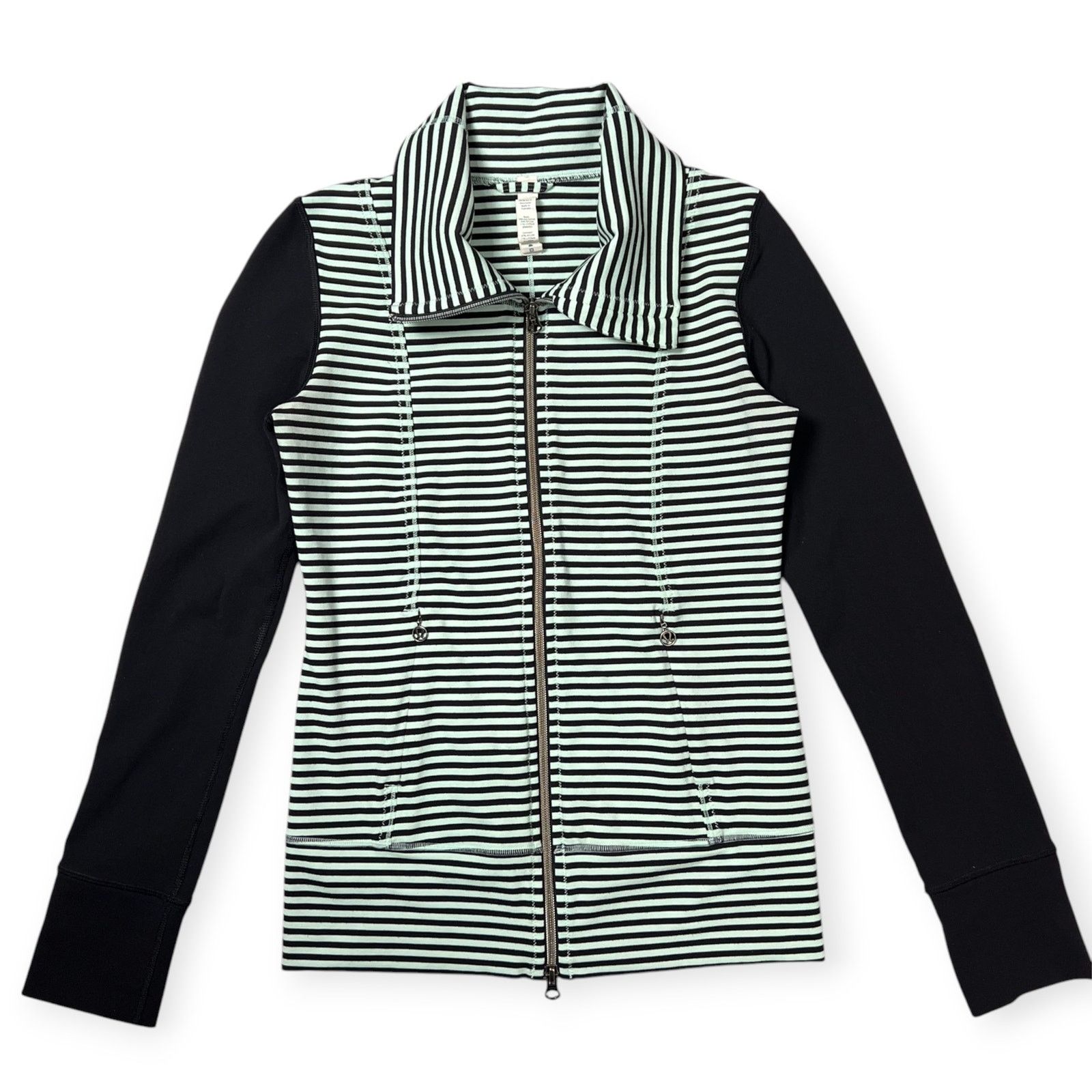Lululemon Lululemon Daily Yoga Jacket Mint Black Stripe LUON Size 4 Size S / US 4 / IT 40 - 1 Thumbnail