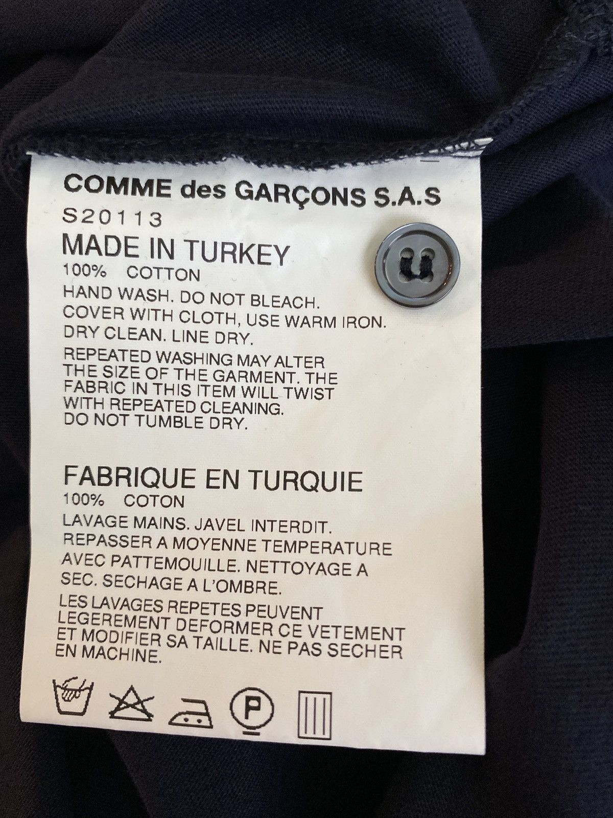 Comme des Garcons SHIRT Comme des Garçons Navy 100% Cotton Oversized Placket Polo Size US XL / EU 56 / 4 - 8 Thumbnail