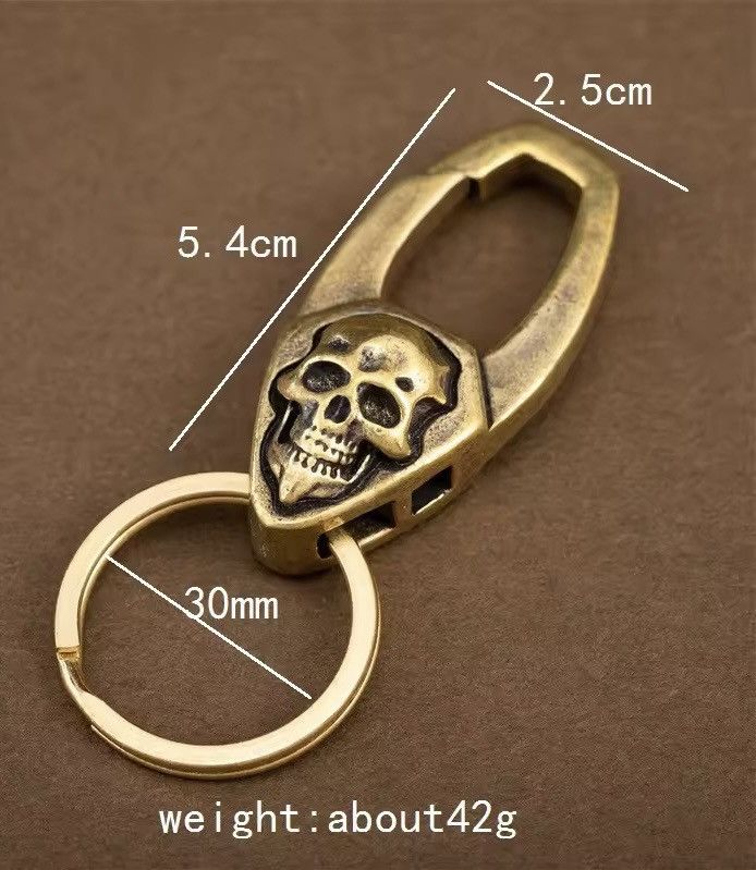 Jewelry Metal Brass Gothic Skull Face Skeleton Keychain Size ONE SIZE - 2 Thumbnail