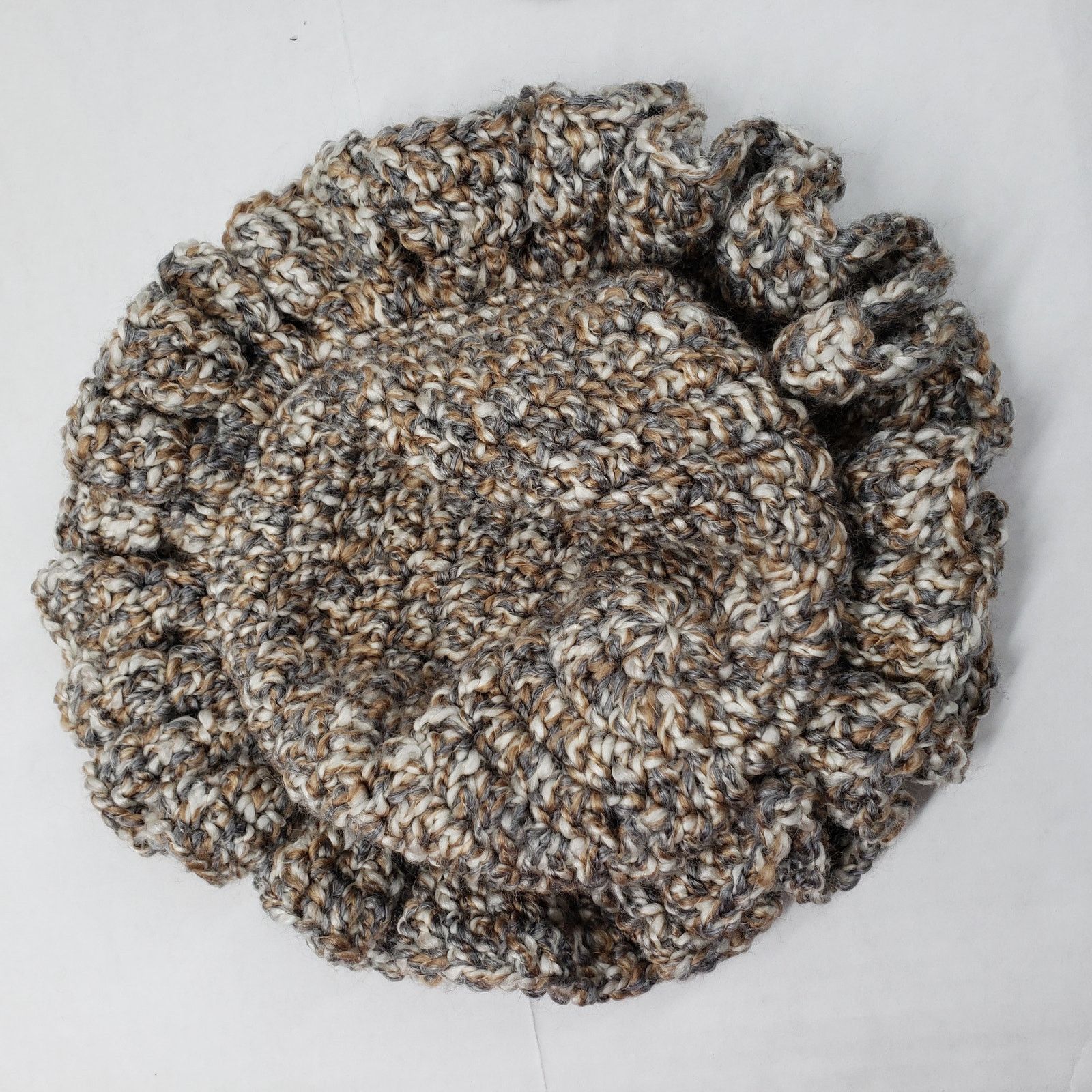 Handmade Handmade Crochet Brown Ruffle Bucket Hat Bohemian Casual Size ONE SIZE - 10 Thumbnail