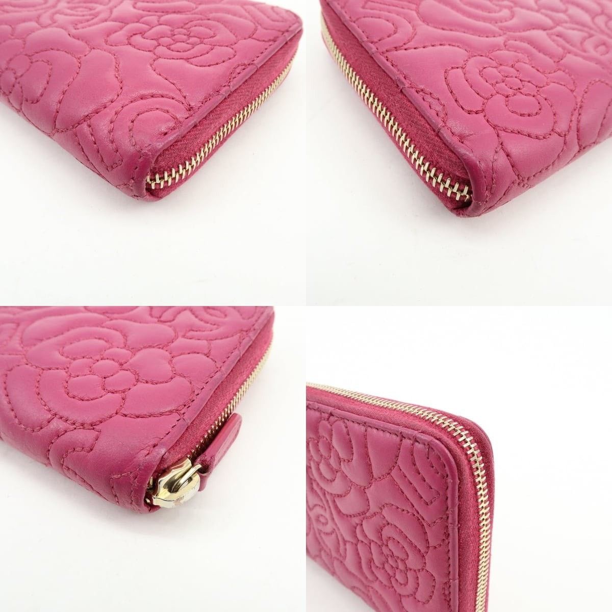 Chanel Chanel Camellia No.5 CC Logo Calfskin Zippy Long Wallet Pink Size ONE SIZE - 4 Thumbnail