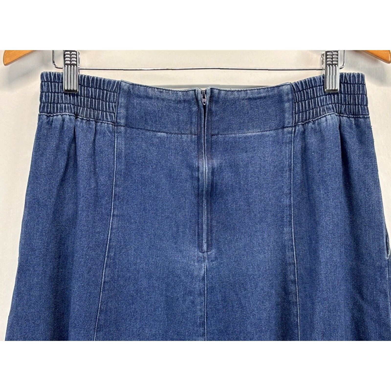 Denime VINTAGE City Girl Sports Denim Maxi Skirt WOMENS 10 Blue Western Pockets Side Slit 90s Size 32" / US 10 / IT 46 - 4 Thumbnail