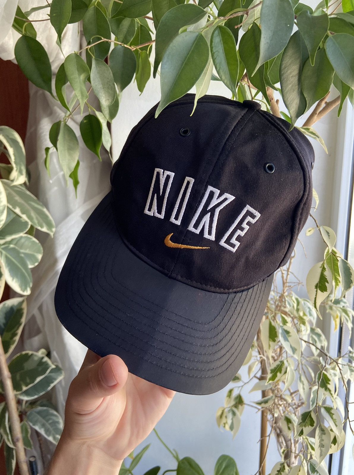 Outlets Nike Vintage Black Denim 90's Swoosh Hat Snapback Cap Small n Y2K