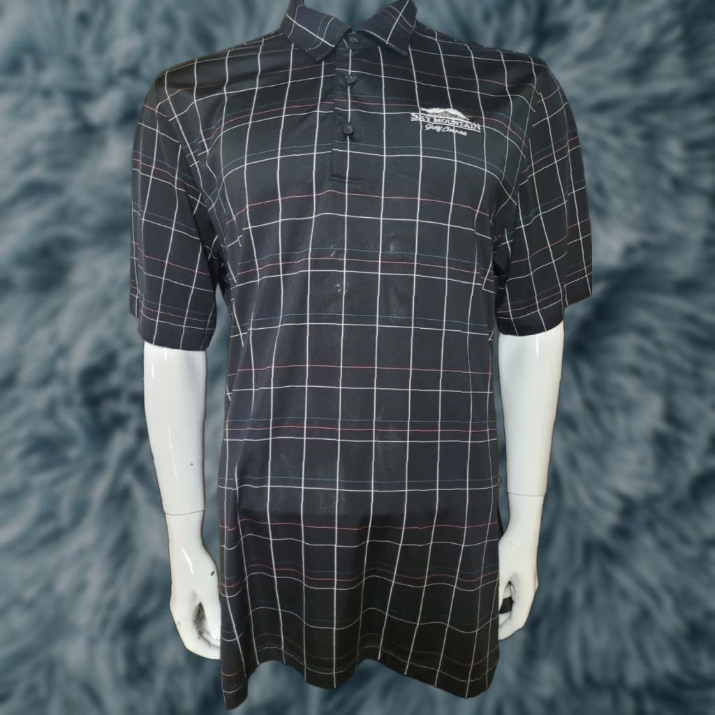 Vintage Greg Norman Sky Mountain Golf Course Polo Shirt L Black Plaid Short Sleeve Men Golf Shirt Size US L / EU 52-54 / 3 - 1 Thumbnail