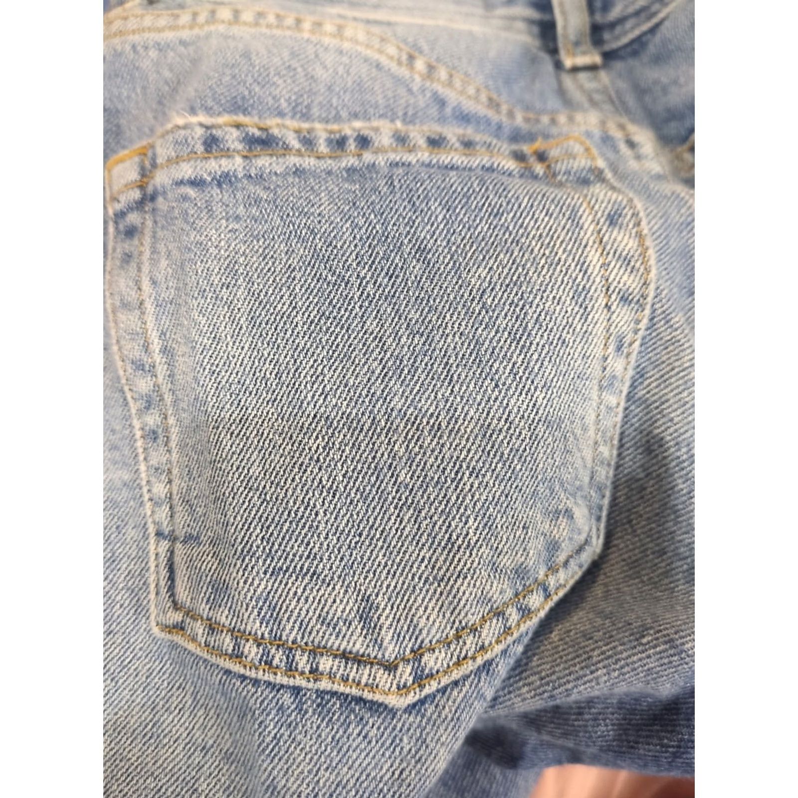 Free People VINTAGE Free People Jeans Women's 24 Wide-Leg Distressed Knees Button Fly Blue Denim 24 Womens H﻿﻿oles Size 42" / US 20 - 5 Thumbnail