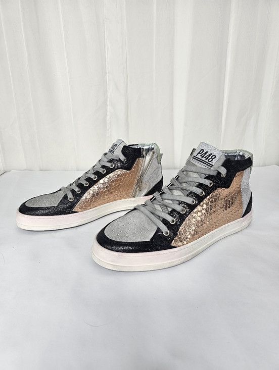 P448 P448 Love Mid-Top Sneaker Metallic Rose Gold Silver Glitter Size US 11 / IT 41 - 3 Thumbnail