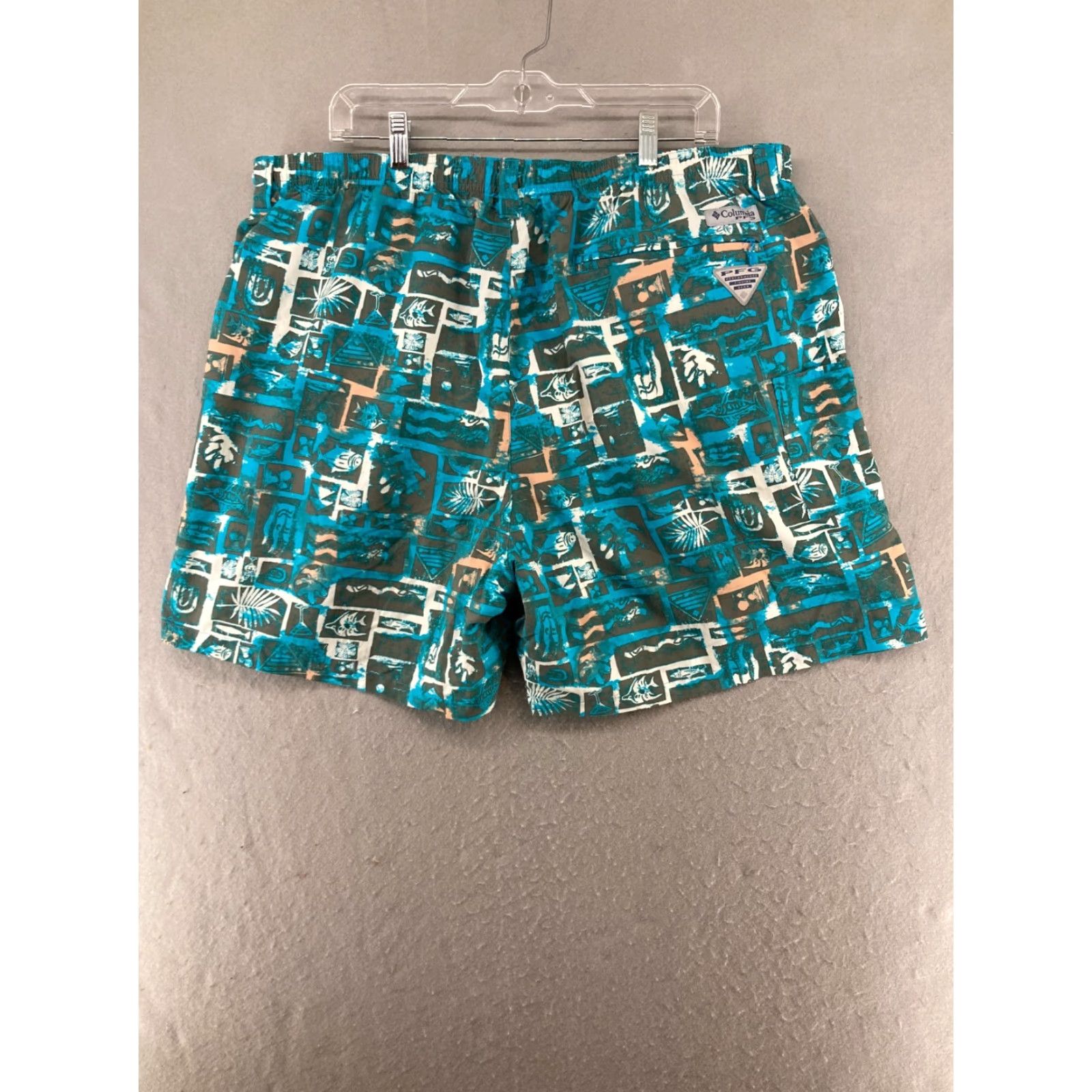 Vintage Columbia PFG Mens Swim Trunks Shorts 2XL Lined Blue Tropical Light Weight Nylon Polyester Blended Fabric Size US 39 - 6 Thumbnail