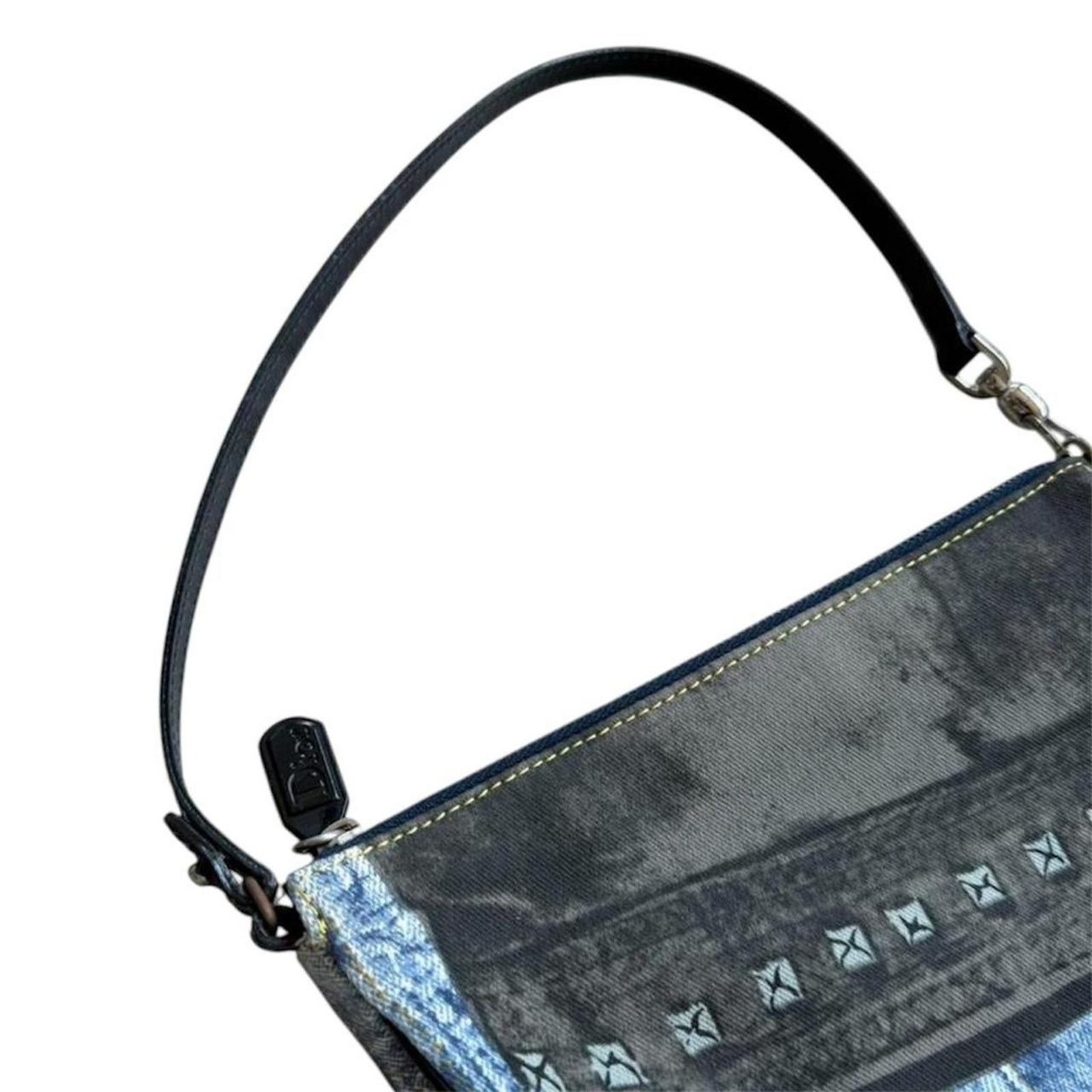 Dior Christian Dior Saddle Pouch Denim Print Blue Black Y2K Size ONE SIZE - 4 Thumbnail