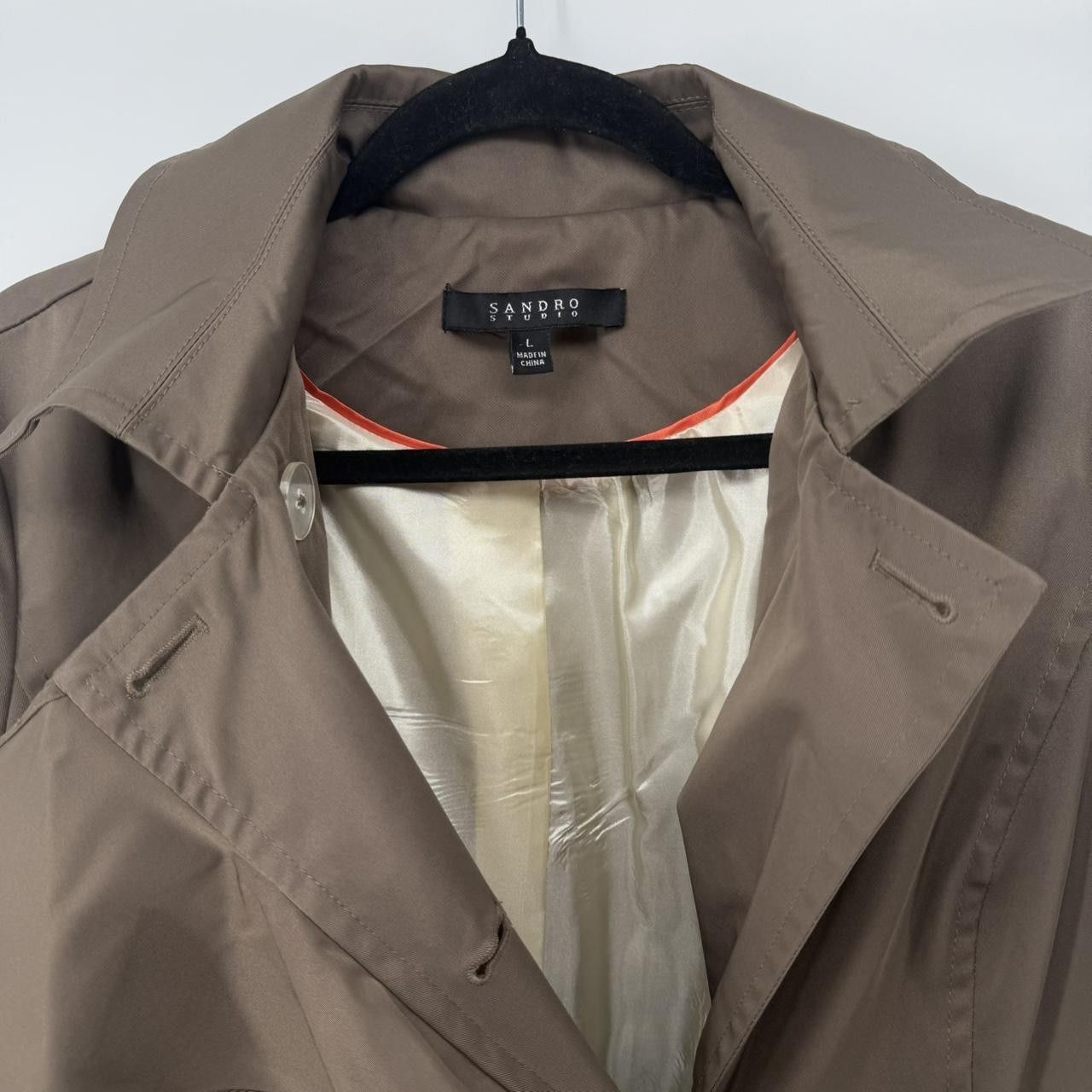 Sandro Sandro Studio Tan Trench Coat Size L / US 10 / IT 46 - 3 Thumbnail