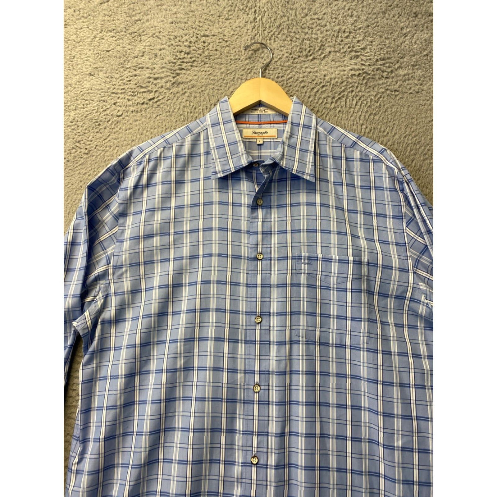Faconnable VINTAGE Façonnable Men’s Cotton Blue Plaid Button-Up Shirt L Long Sleeve Classic City Size US L / EU 52-54 / 3 - 2 Thumbnail