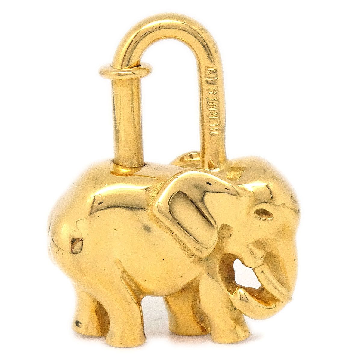 image of Hermes 1988 Elephant Cadena Lock Bag Charm Small Good 58328 in Black, Women's