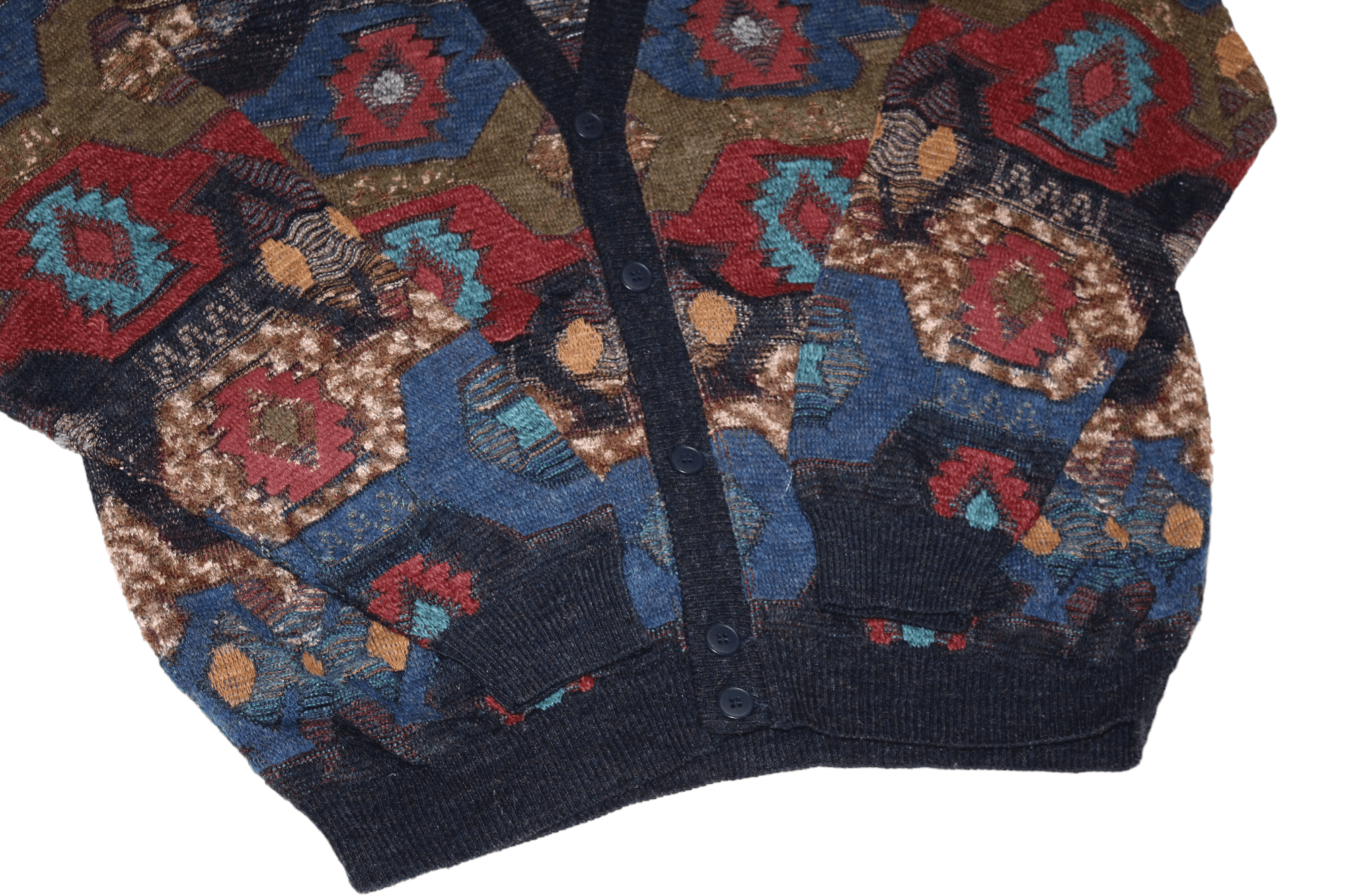 Homespun Knitwear VTG Devred Paris Navajo Pattern Crochet Cardigan Size US XXL / EU 58 / 5 - 6 Thumbnail