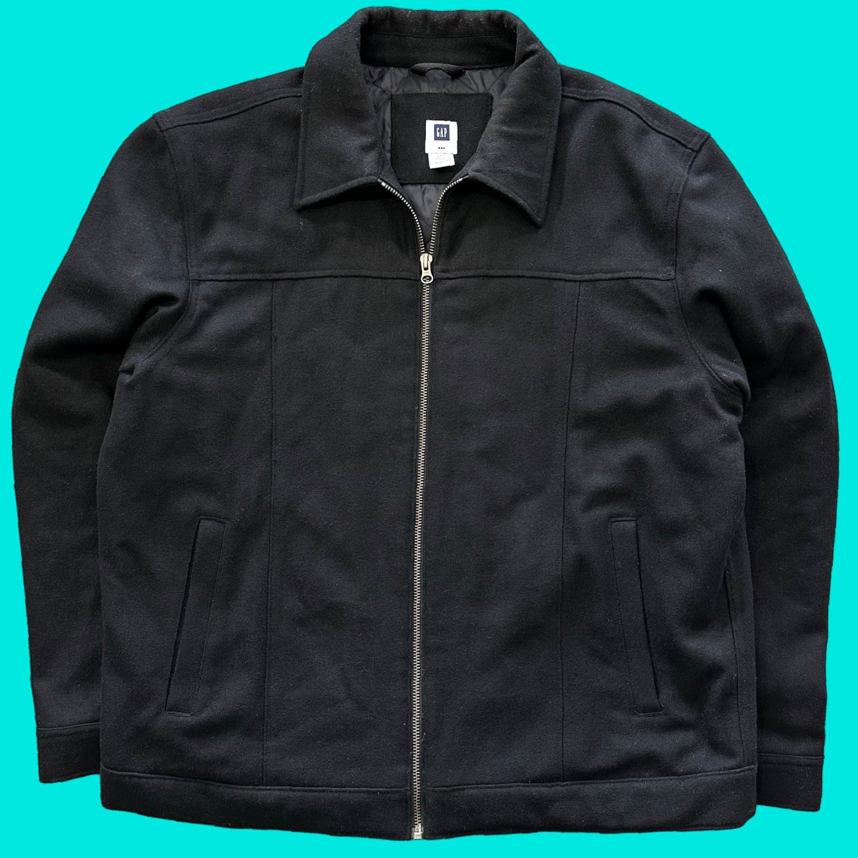Gap VINTAGE Gap Jacket Mens 2XL Wool Bomber Black Zip Y2K 2000s" Size US XXL / EU 58 / 5 - 1 Thumbnail