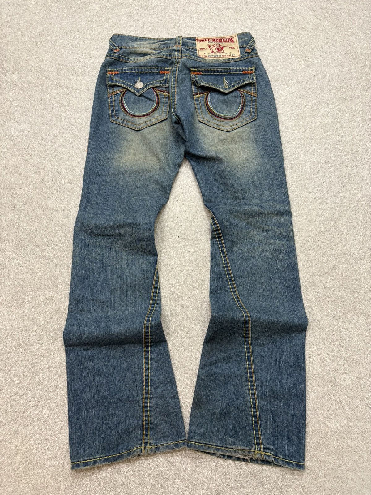 Japanese Brand 00s True Religion Joey Flare Denim Stonewash Y2K USA Size US 30 / EU 46 - 1 Thumbnail