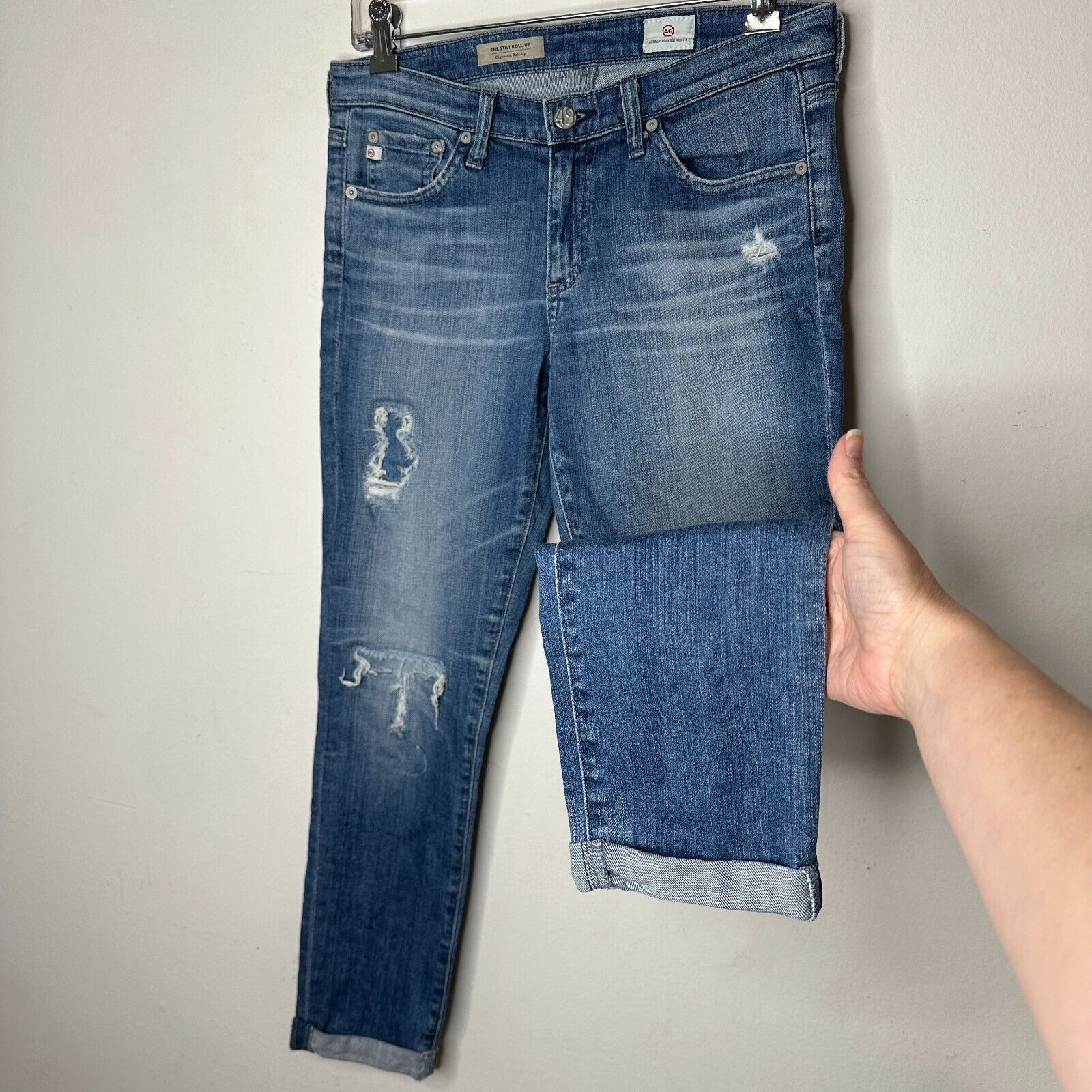 AG Adriano Goldschmied Ag Adriano Goldschmeid Distressed The Stilt Roll Up Jeans 27 Size 27" / US 4 / IT 40 - 3 Thumbnail