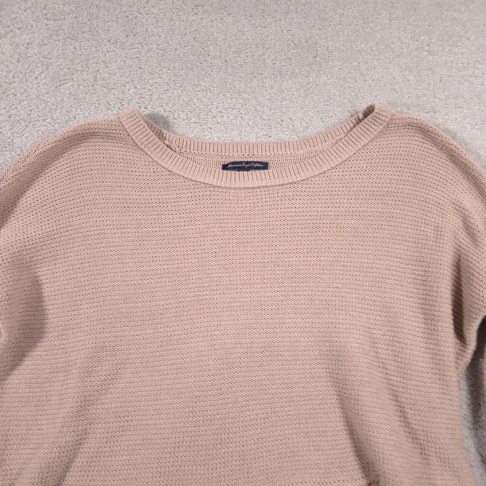 American Eagle Outfitters American Eagle Sweater Shirt Womens Small Beige 3/4 Sleeve Knit Pullover Ruffle Hem Casual Size S / US 4 / IT 40 - 3 Thumbnail