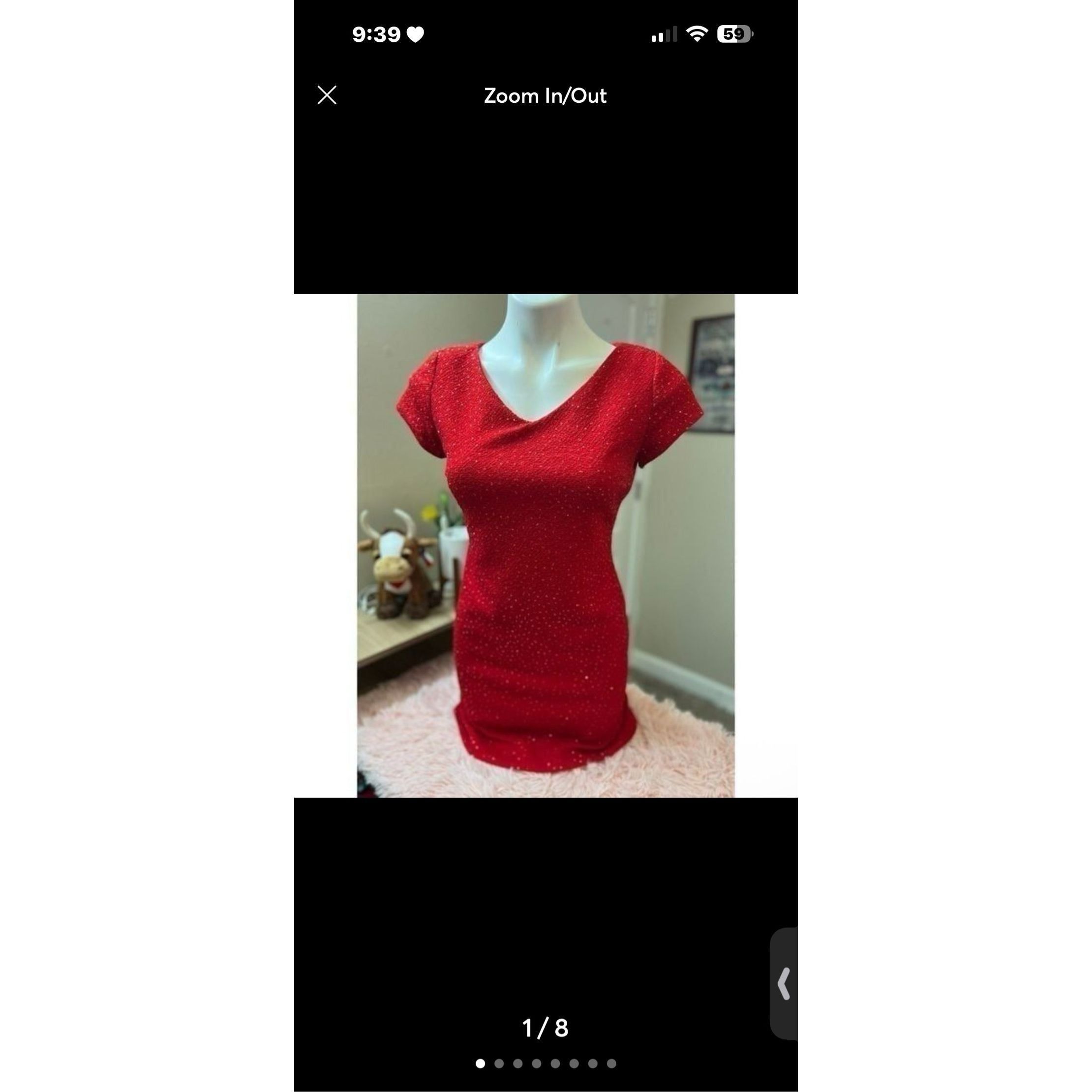 Other David Warren Petites Vintage Red Sequin V-Neck Cap Sleeve Sh Size S / US 4 / IT 40 - 2 Thumbnail