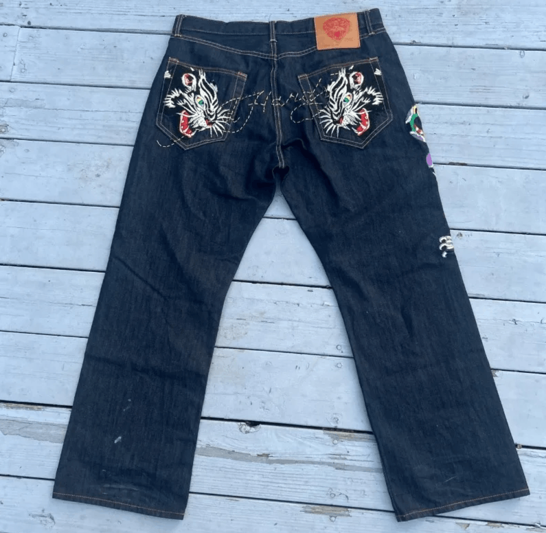 American Fashion Oversize Pattern Embroidered Baggy Jeans