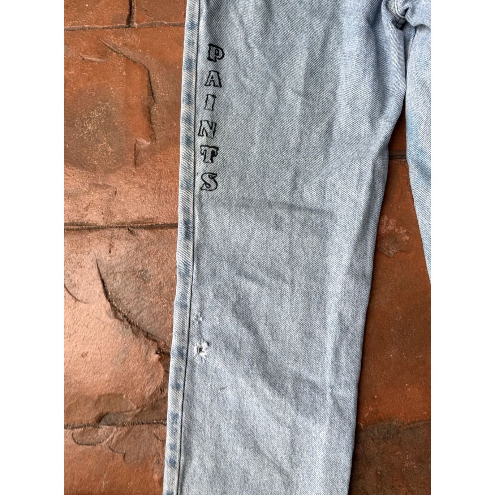 Vintage VINTAGE Bongo Jeans Distressed Graffiti 7/8 Denim Women’s Bootcut 28 in Waist Blue 33 in Inseam Size 28" / US 6 / IT 42 - 5 Thumbnail