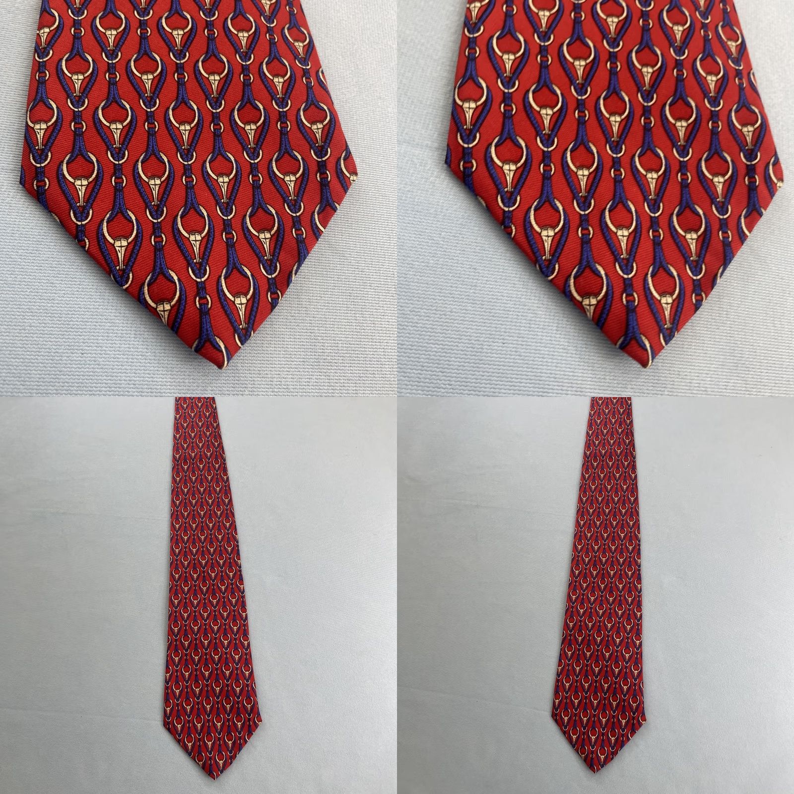 Brooks Brothers Vtg Brooks Brothers Makers Silk Tie Art Deco Chain Longhorns Bulls Red USA 4x58 Size ONE SIZE - 8 Thumbnail